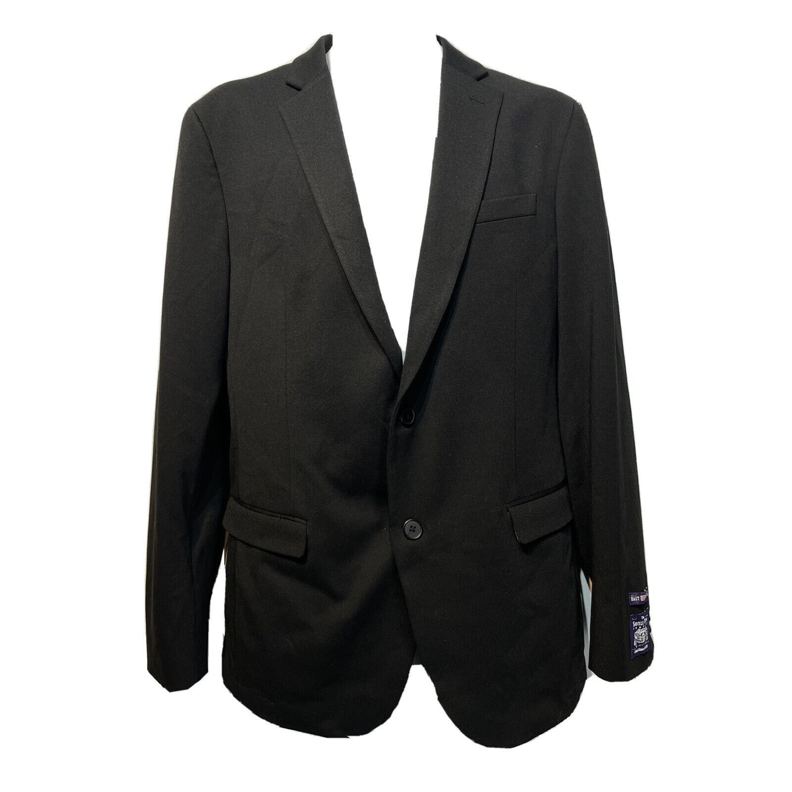 Savile Row Savile Row Fairfax Mens 42L Brit Skinny Black Blazer Jacket Size 42L - 2 Thumbnail