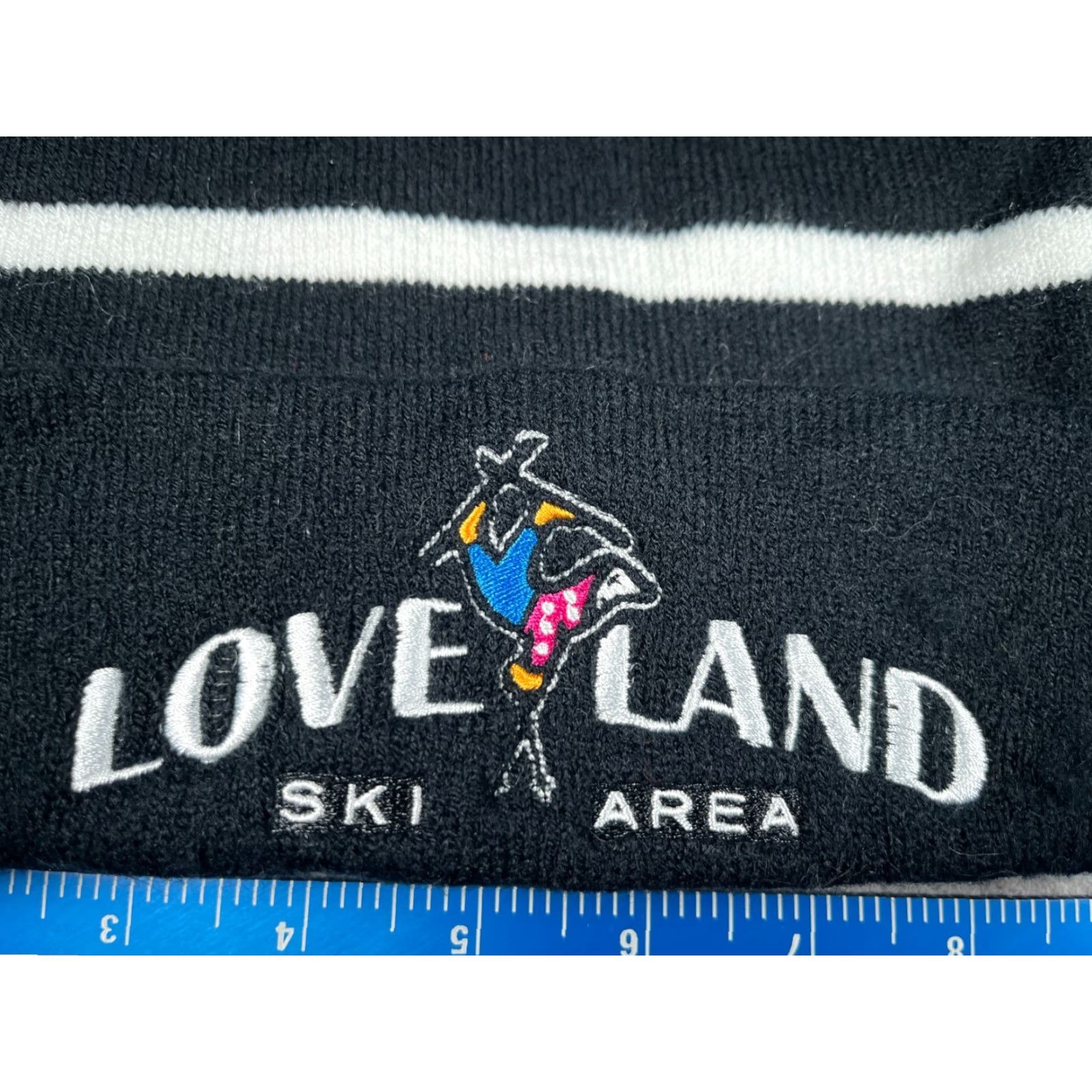 Area Loveland Ski Area Beanie Toque Adult One Size Black White Knit 100% Acrylic Pom Beanie Hat Unisex Adults Size ONE SIZE - 2 Thumbnail