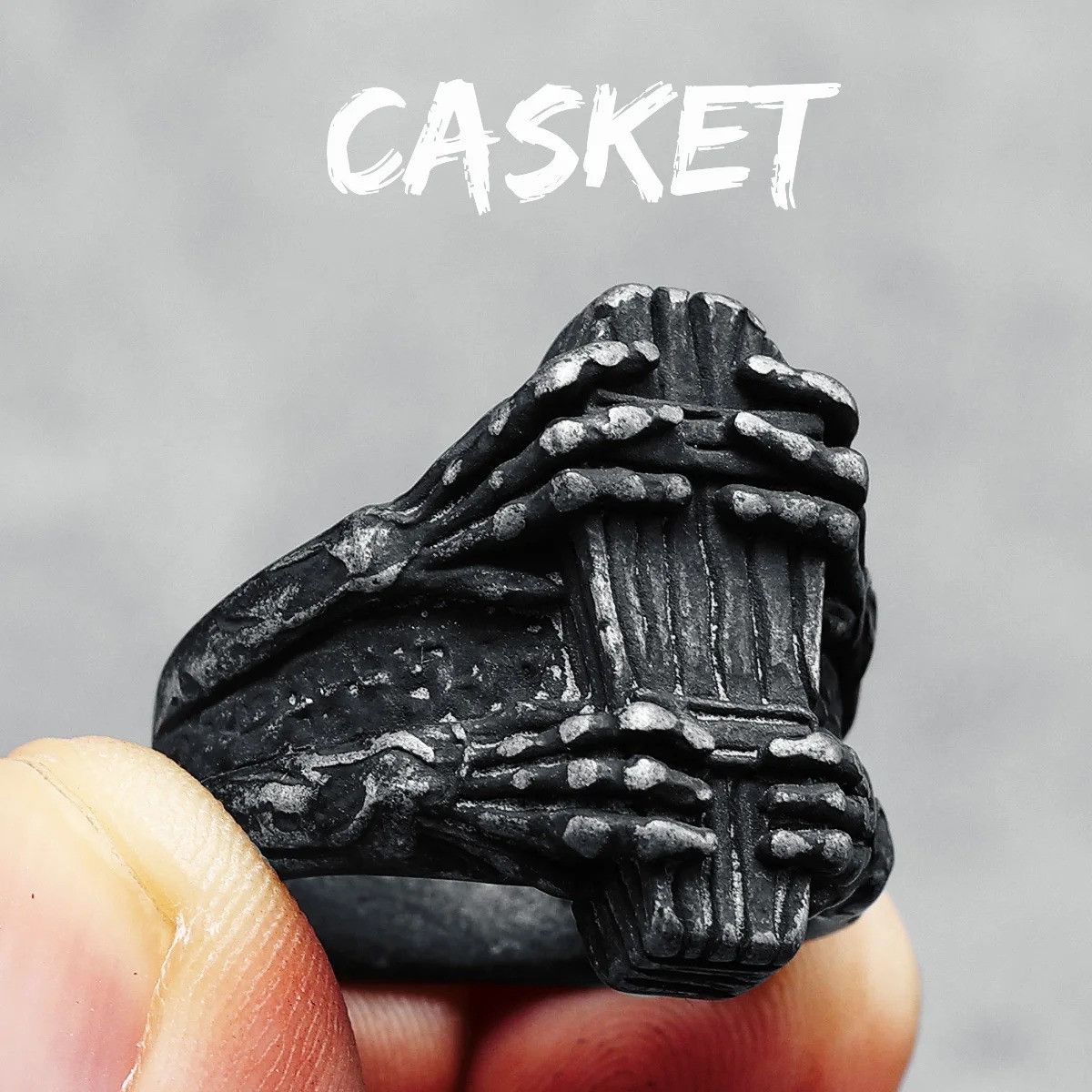 Jewelry Coffin Ghost Ring Streetwear Jewelry Fashion Gift Size ONE SIZE - 6 Thumbnail