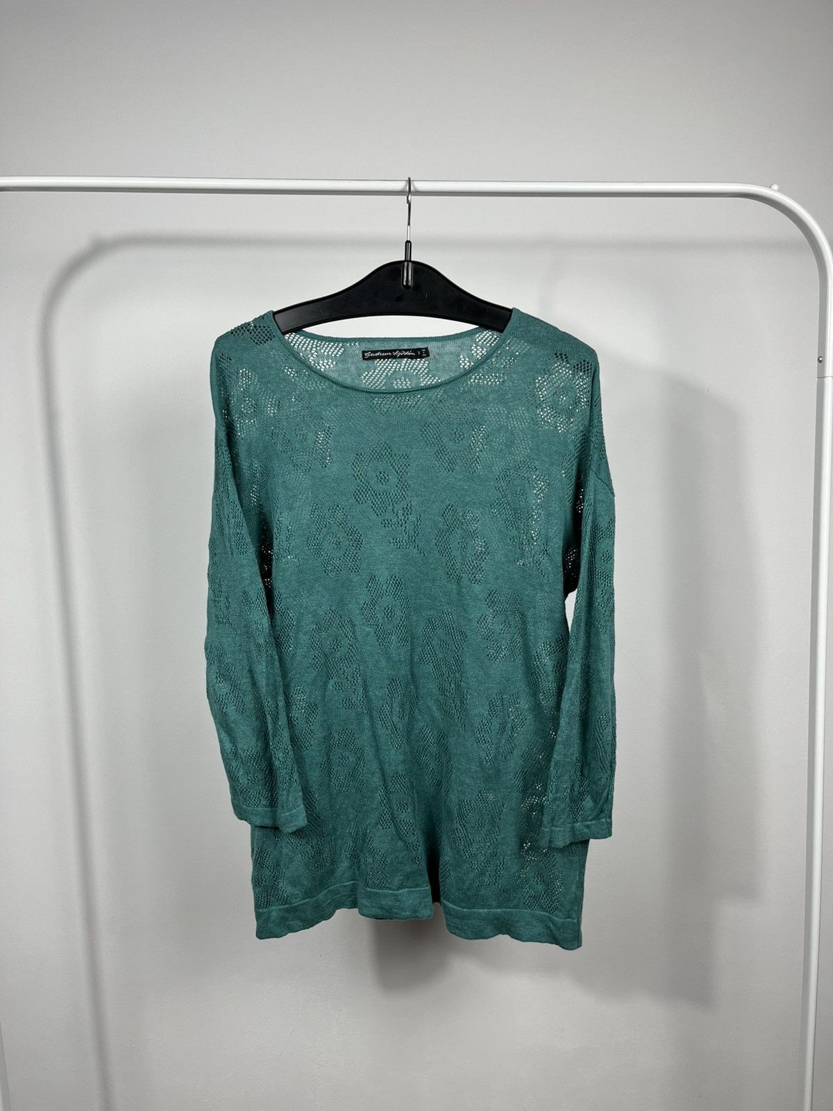 Gudrun Sjoden Gudrun Sjoden Green Knit Lace Long Sleeve Top Size S Size S / US 4 / IT 40 - 1 Thumbnail