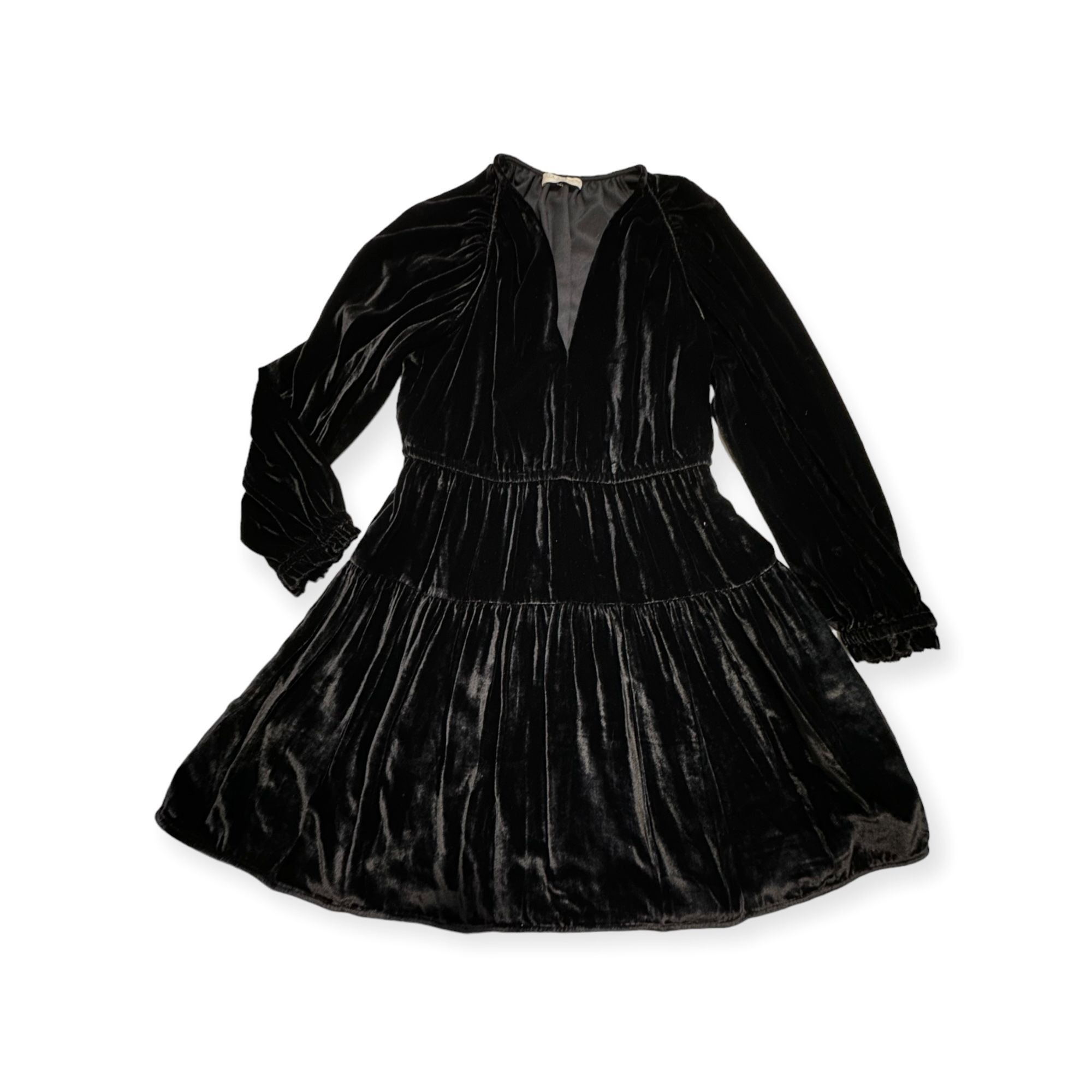 Ulla Johnson ULLA JOHNSON Audrey Tiered Puff-sleeve Velvet Mini Dress In Size M / US 6-8 / IT 42-44 - 3 Thumbnail