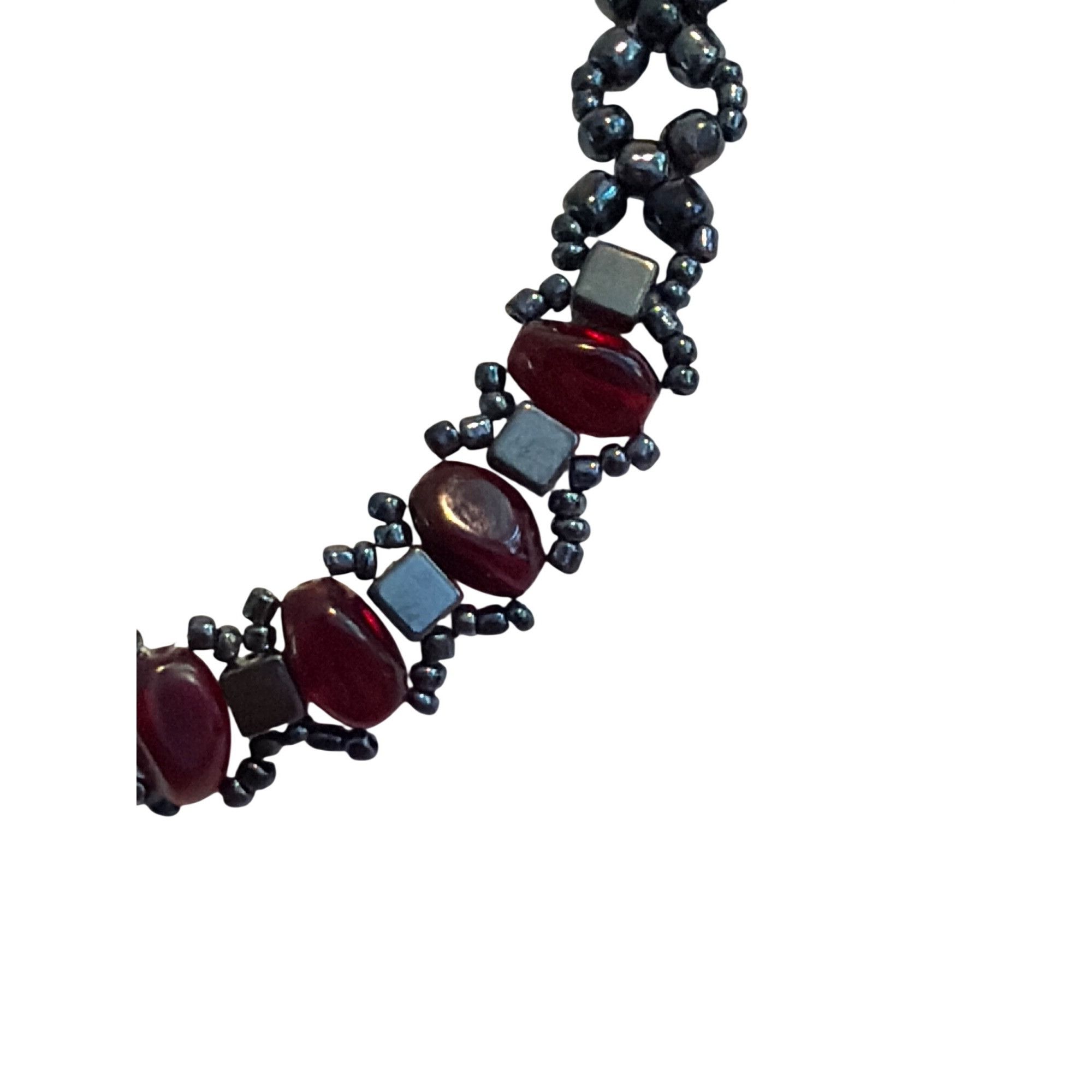 Other Hematite Red Glass Bead Necklace Bracelet Set Screw Barrel 1 Size ONE SIZE - 2 Thumbnail