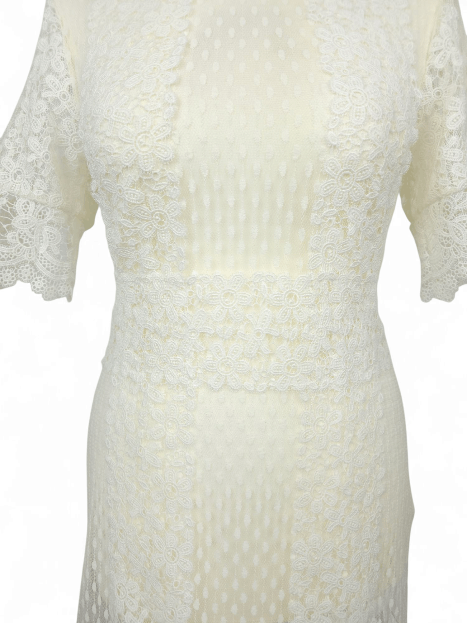 Maje 💎 Maje Transparent White Lace Midi-Length Dress Size M / US 6-8 / IT 42-44 - 5 Thumbnail