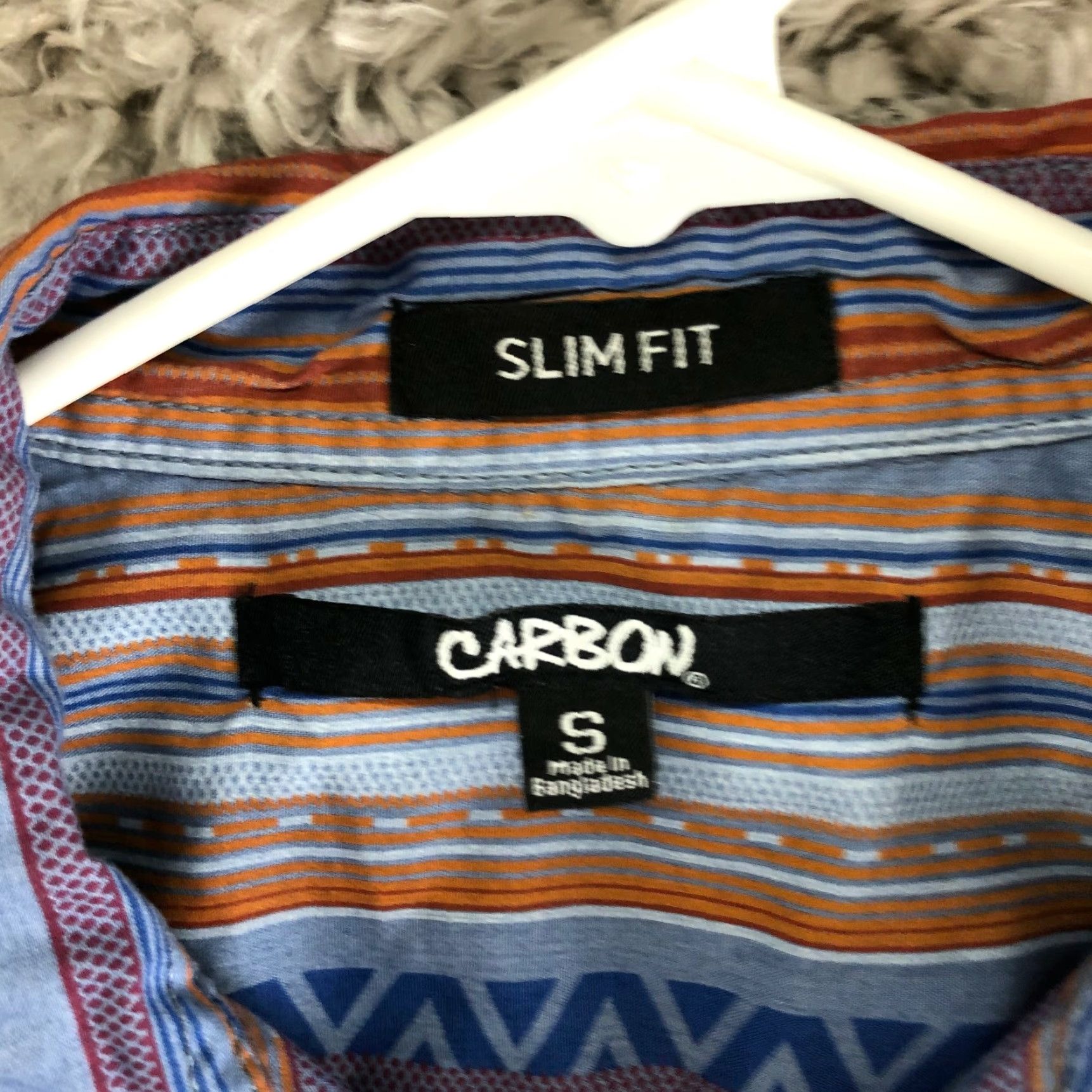 Carbon Carbon Mens Small Slim Fit Long Sleeve Western Look Blue Long Sleeve Spread Collar Shirt Size US S / EU 44-46 / 1 - 6 Thumbnail