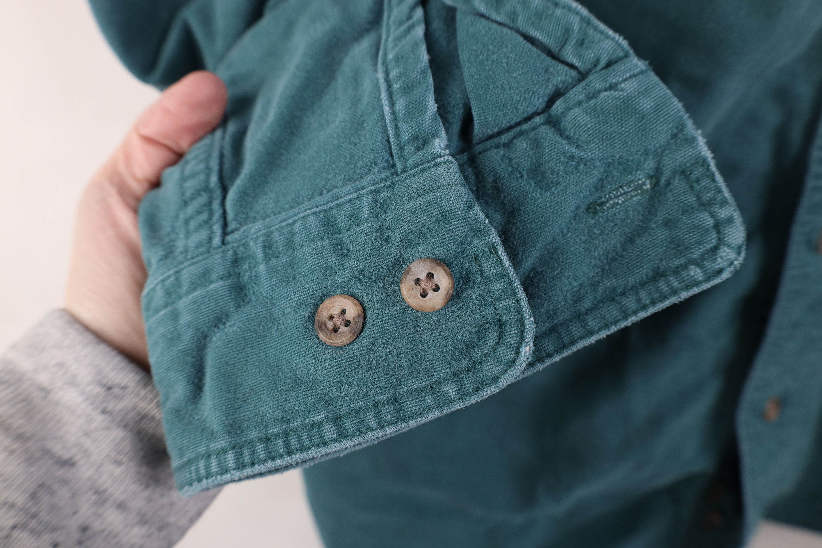 Eddie Bauer Vintage 90s Eddie Bauer Chamois Cloth Button Shirt Green USA Size US L / EU 52-54 / 3 - 8 Thumbnail