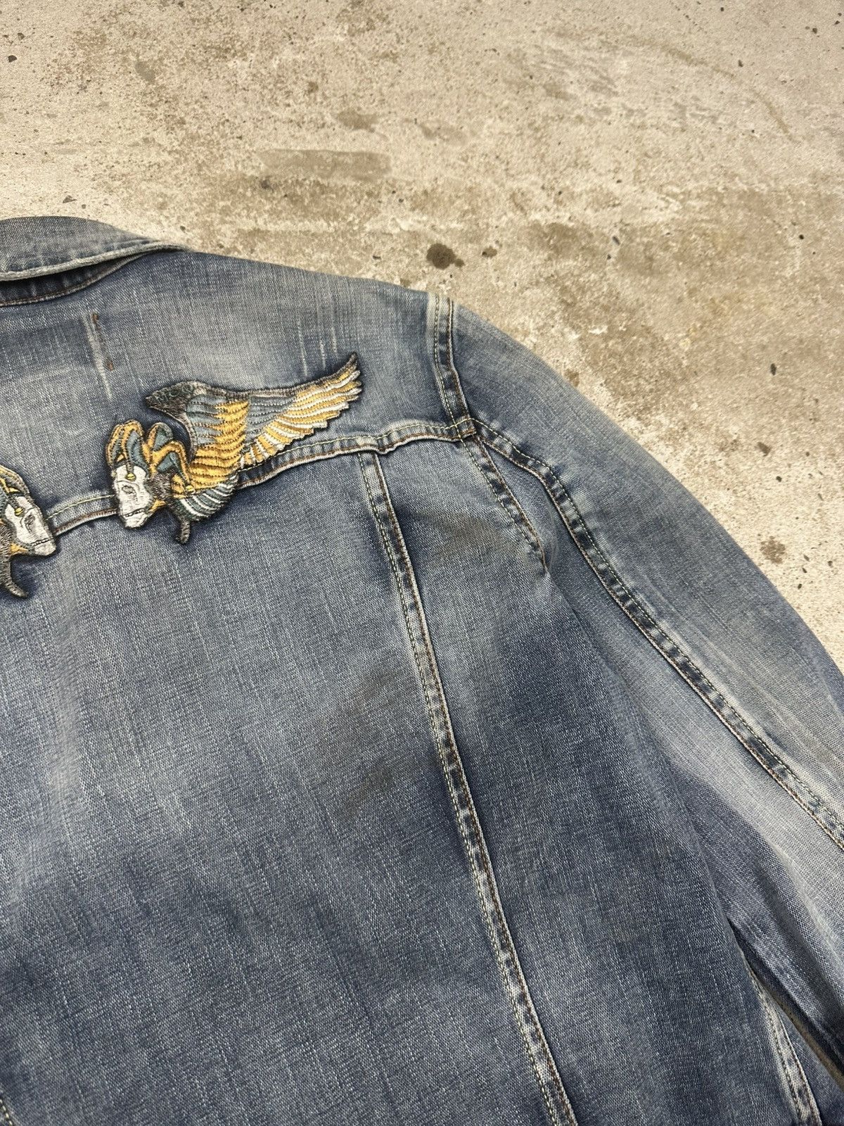 Alexander McQueen Alexander McQueen Blue Denim Skull Wings Jeans Stone Wash Size L / US 10 / IT 46 - 15 Thumbnail