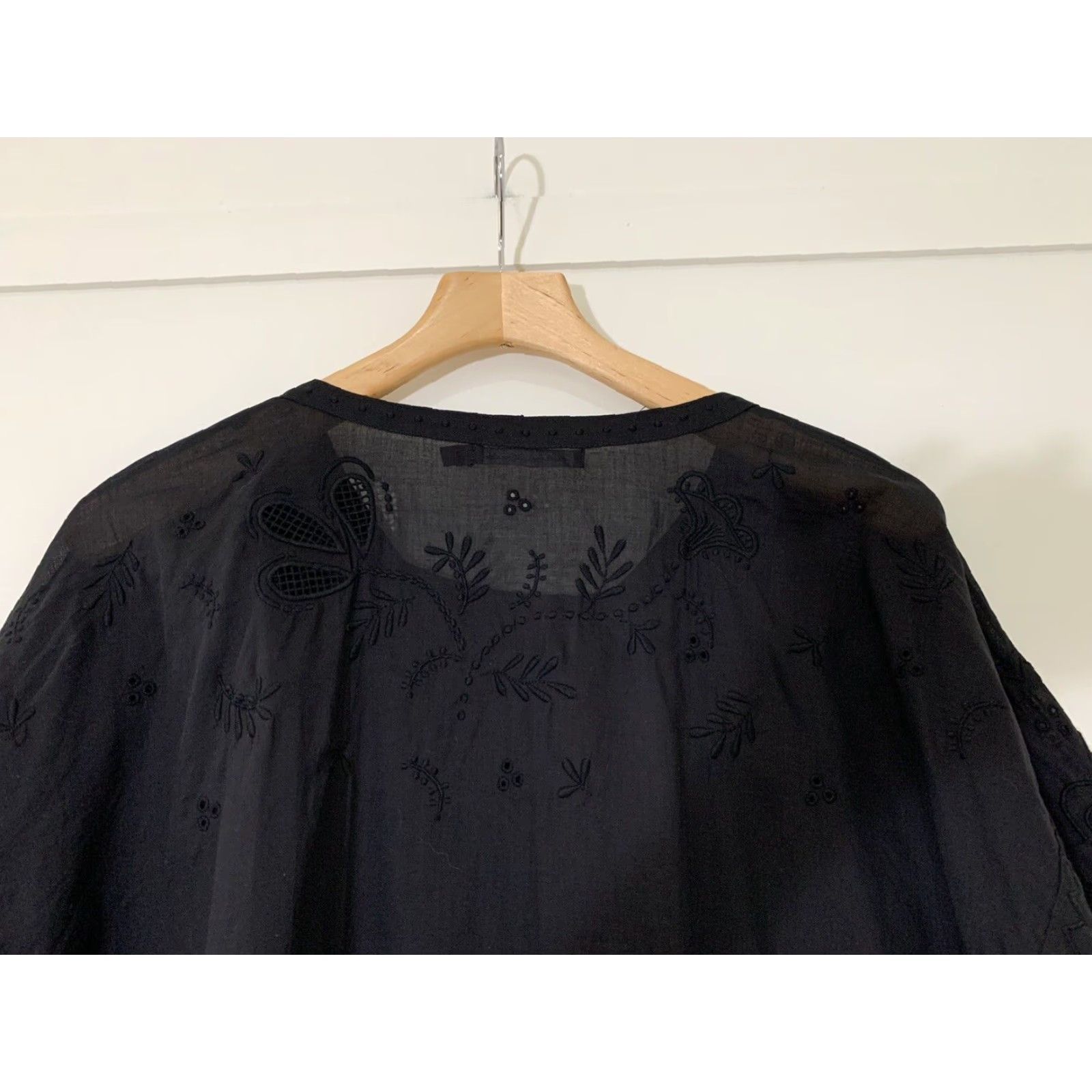 Vintage VINTAGE Gudrun Sjöden Cardigan Jacket Women Sz S Black Embroidered Organic Cotton Lagenlook Buttoned 100% Cotton Womens Size S / US 4 / IT 40 - 3 Thumbnail
