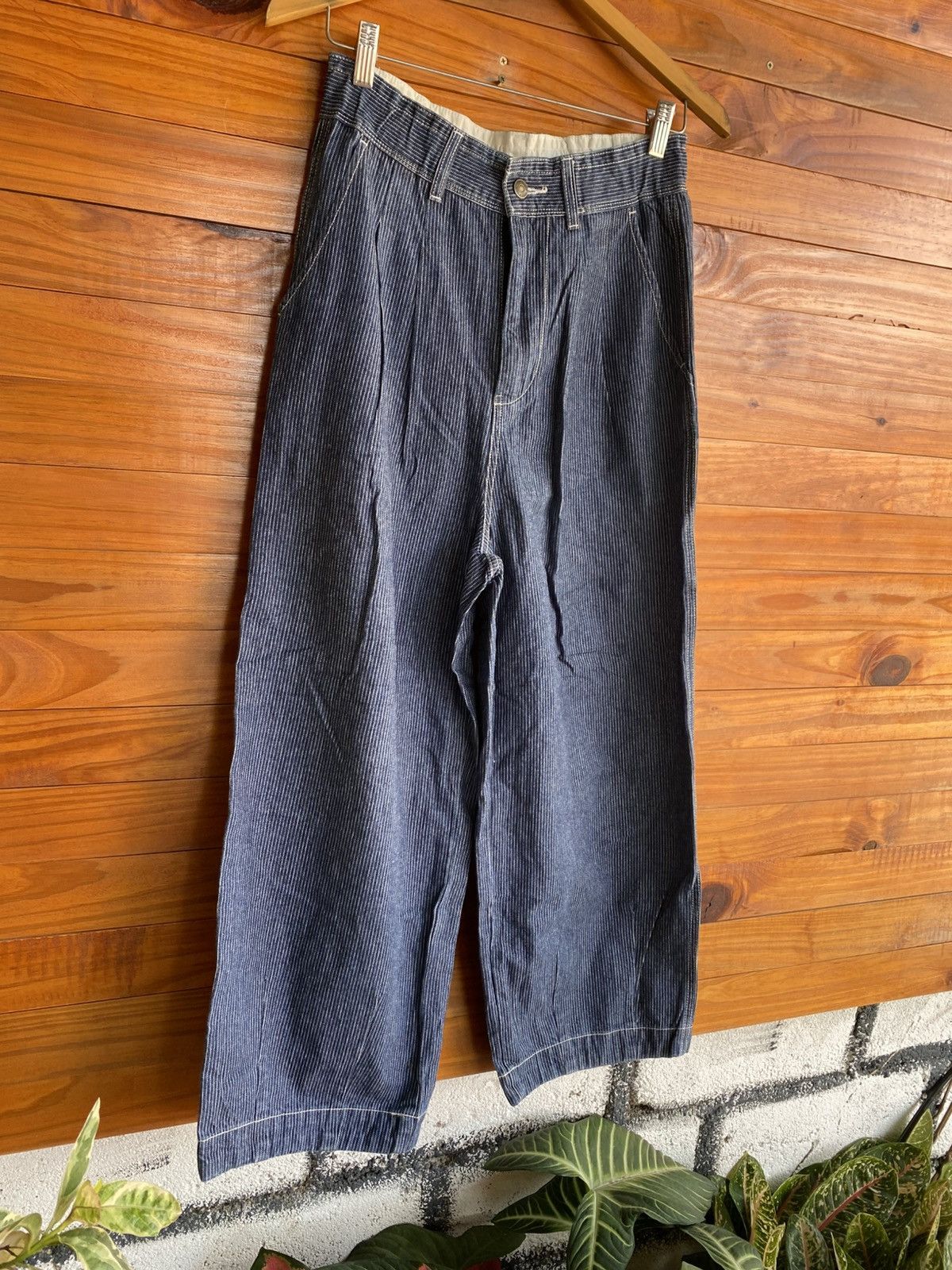 Japanese Brand LOGOS DAYS Hickory Stripe Denim Pants Wide Leg Jeans Size US 28 / EU 44 - 6 Thumbnail