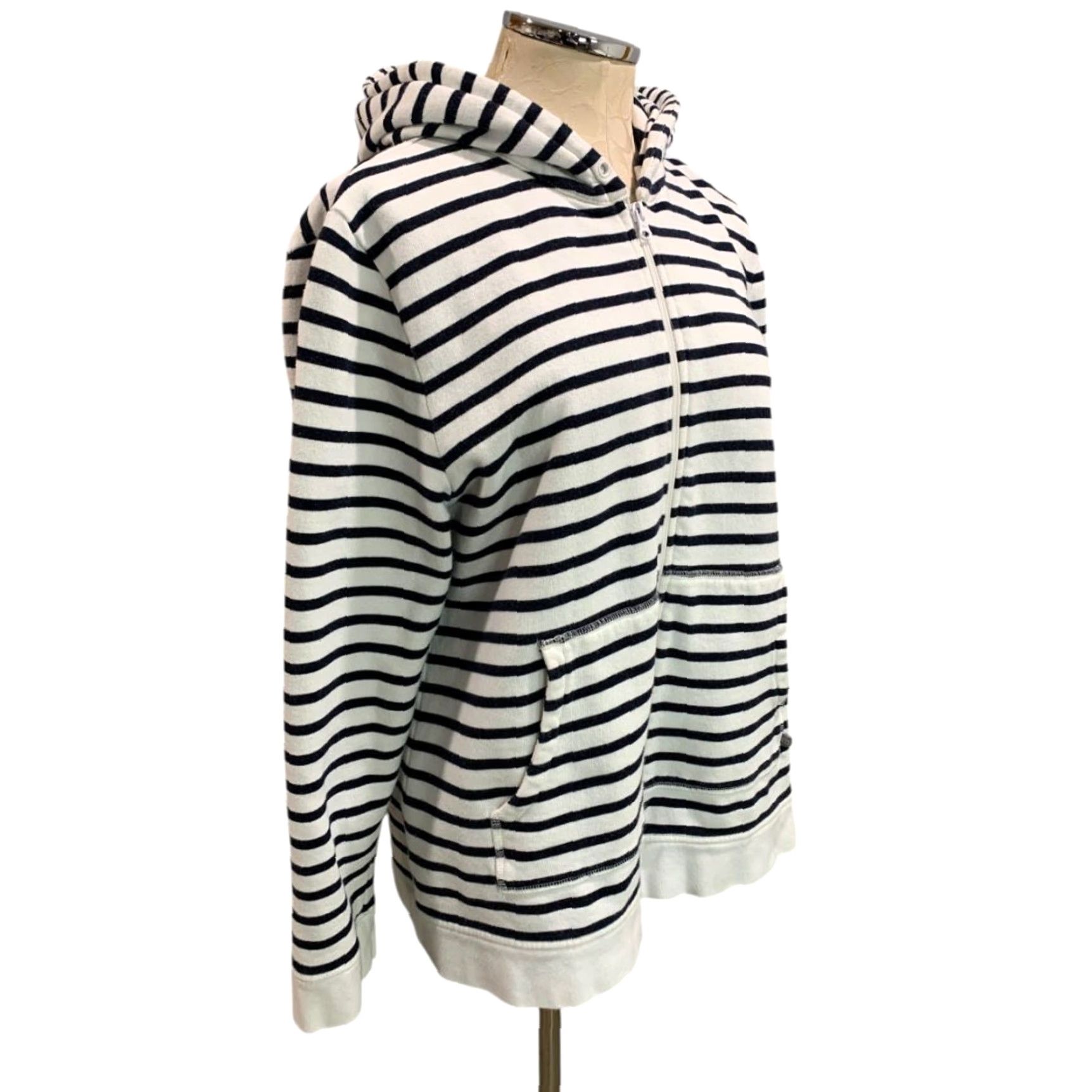 Talbots VINTAGE XL Talbots Zip Up Hoodie Sweatshirt Womens Navy Blue White Stripe Sweatshirt (Plus) Hoodie Size XL / US 12-14 / IT 48-50 - 7 Thumbnail