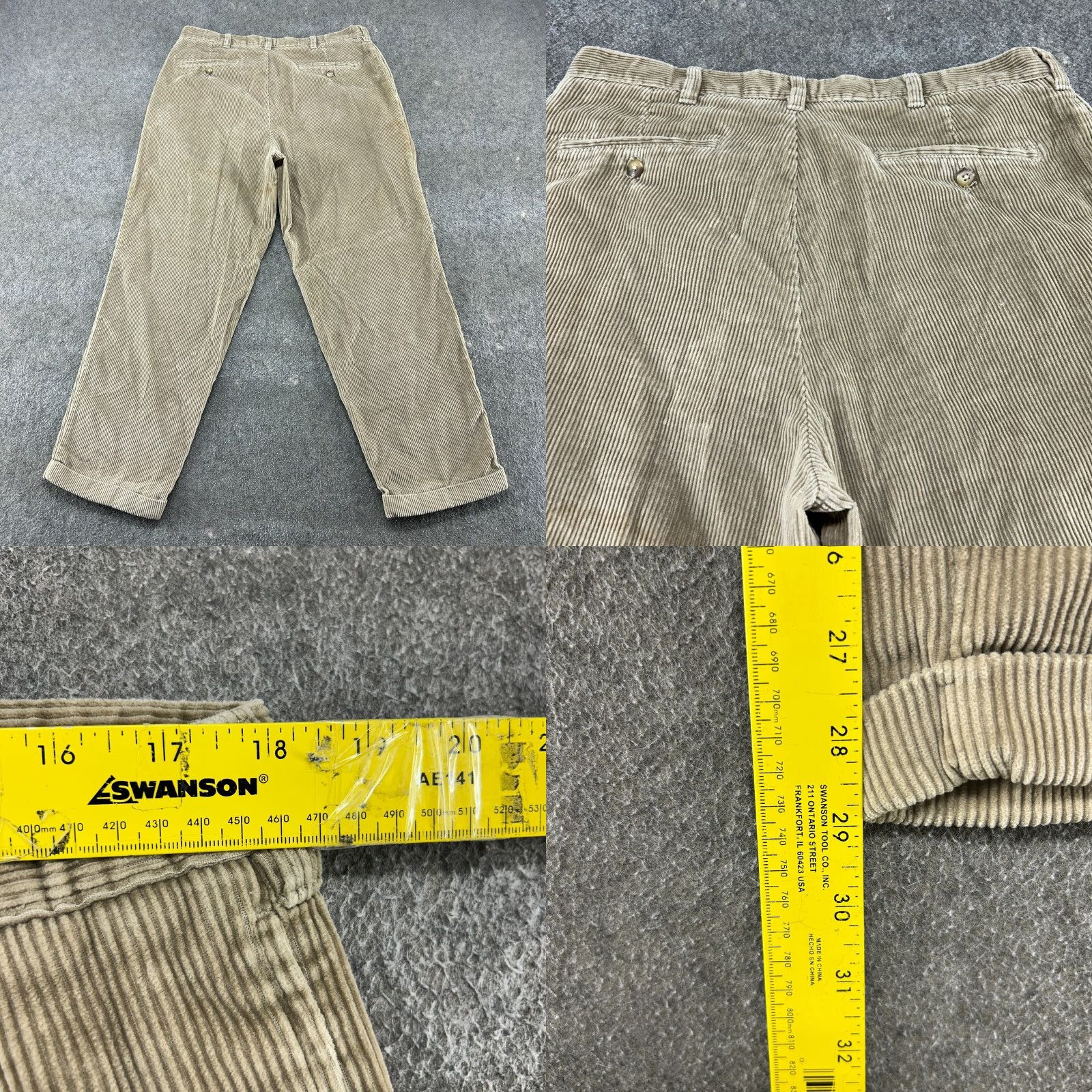 Bill Blass VINTAGE Bill Blass Corduroy Pants Mens 36x29 Brown Chino Pleated Baggy Loose 90s Size US 36 / EU 52 - 8 Thumbnail