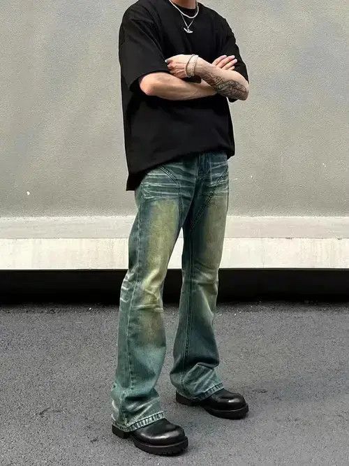 carpenter flared fade jeans