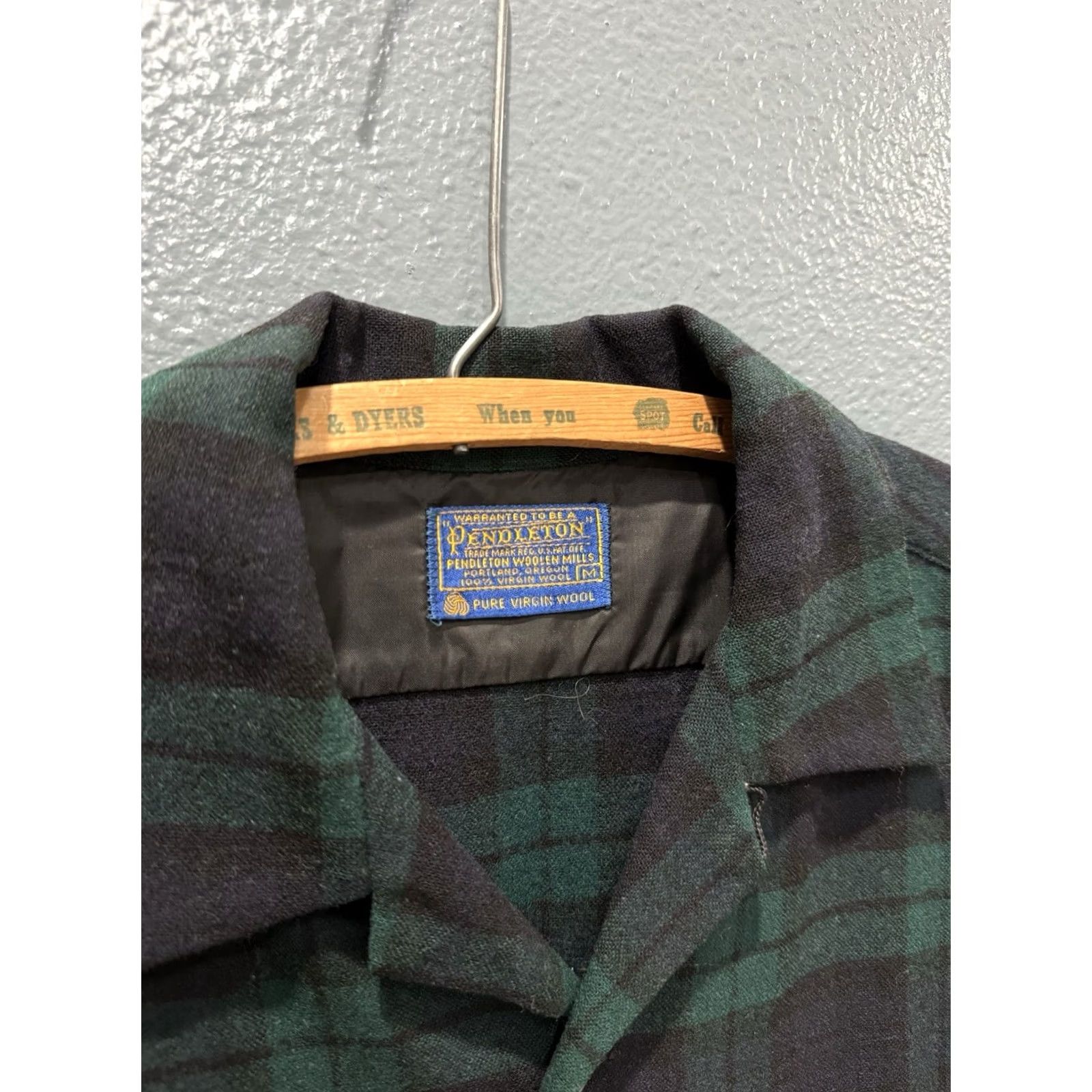 Pendleton Vintage 80s Pendleton Green Plaid Wool Loop Collar Board Shirt Medium Size US M / EU 48-50 / 2 - 2 Thumbnail