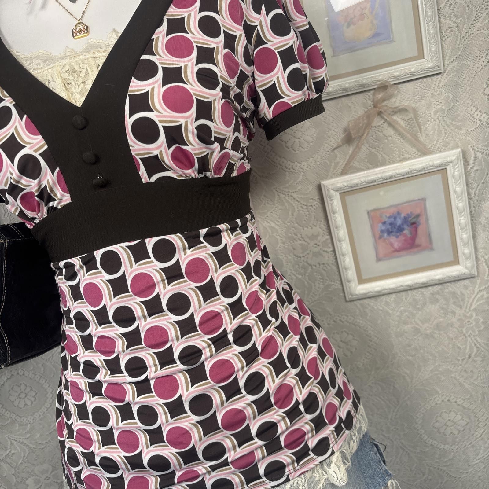 Other y2k office siren pink and brown blouse Size M / US 6-8 / IT 42-44 - 4 Thumbnail