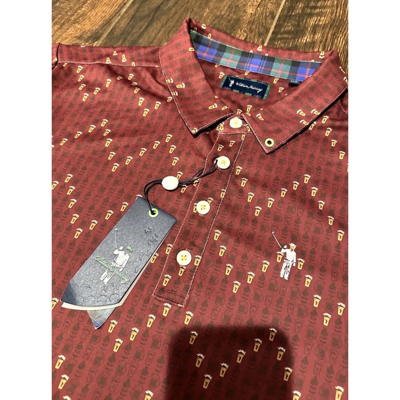 Vintage NWT William Murray Polo Shirt Mens Large Red Golf Performance Beer Mug Brew Shirt Size US L / EU 52-54 / 3 - 4 Thumbnail