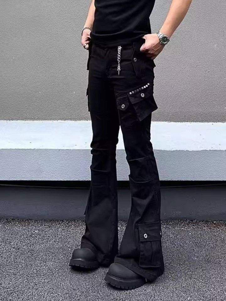 Jean Multi Pockets Black Slim Flared Jeans Pants Size US 30 / EU 46 - 3 Thumbnail