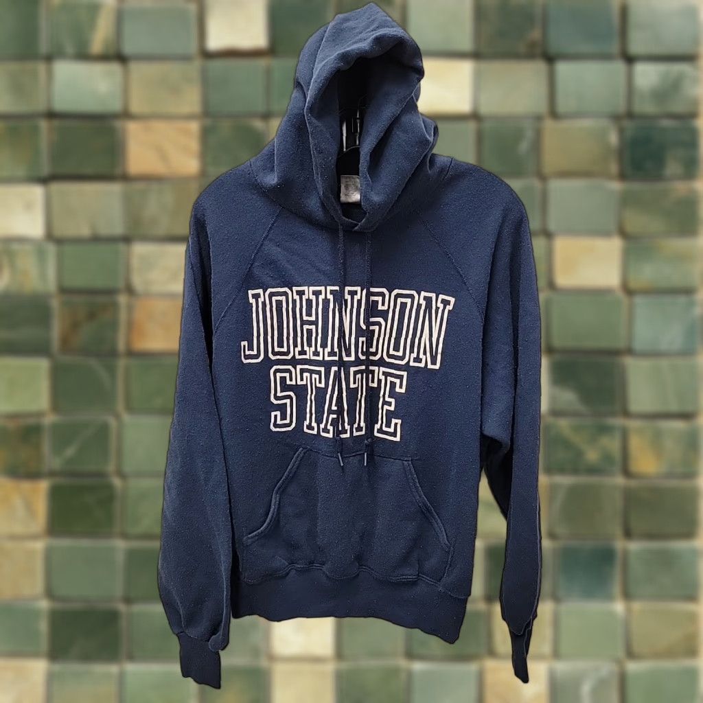 Champion VINTAGE Champion Hoodie Mens XL Blue 90s Lightweight Pullover Logo Cotton Acrylic Short Cracked Piling Shrunk Fall Winter Spring Size US XL / EU 56 / 4 - 1 Thumbnail