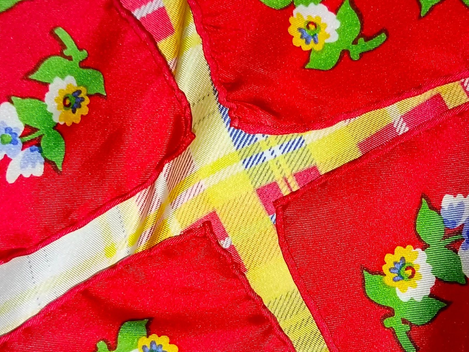 Kenzo KENZO Tokyo JAPAN Red Floral Checkered Vintage Silk Scarf Size ONE SIZE - 10 Thumbnail