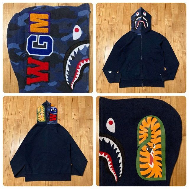 Bape BAPE Blue camo x navy shark full zip hoodie a bathing ape Size US L / EU 52-54 / 3 - 1 Thumbnail