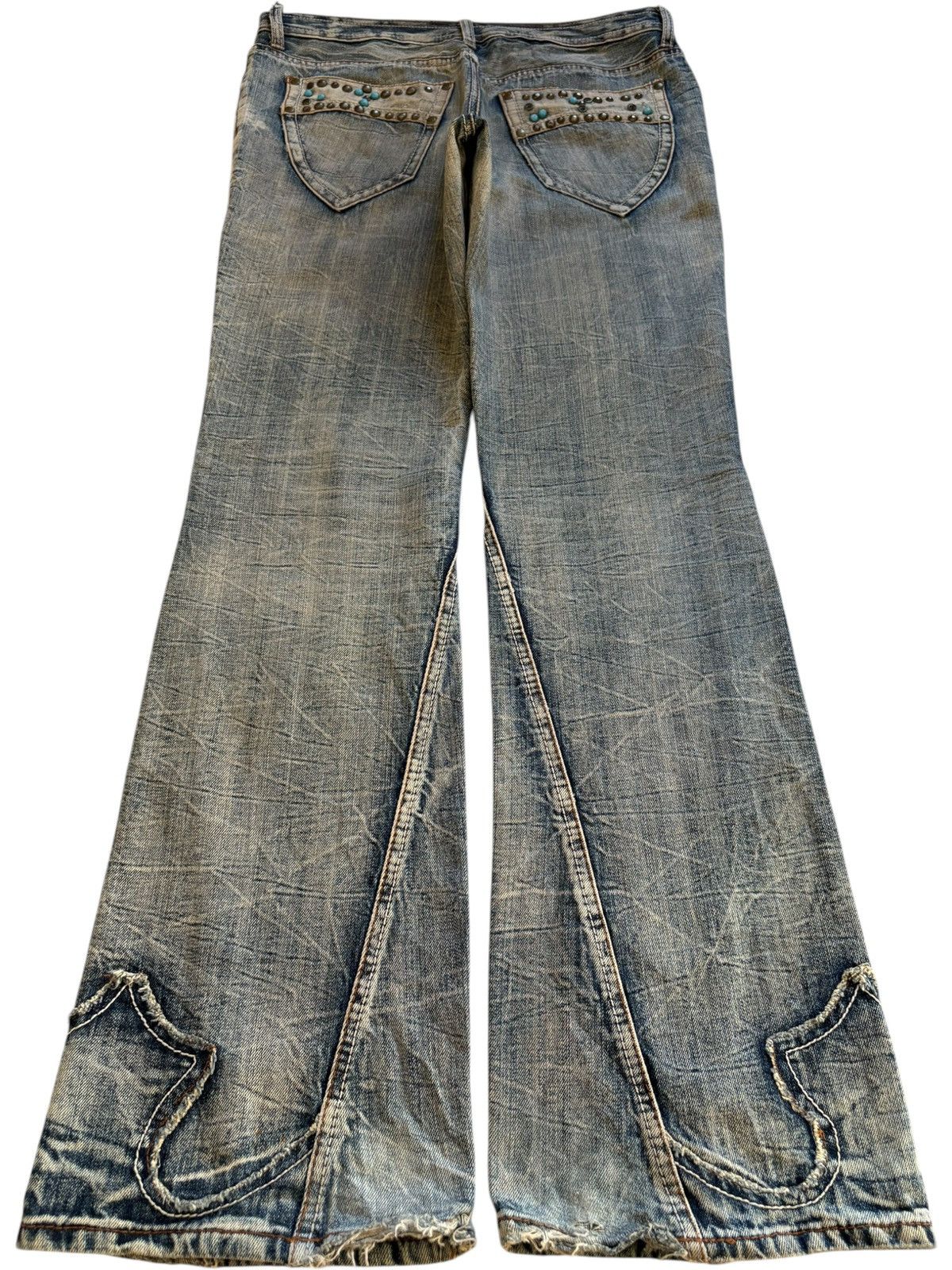 semanticdesign Vintage Semantic Design Flame Style Spiral Leg Flare Jeans Size US 32 / EU 48 - 2 Thumbnail