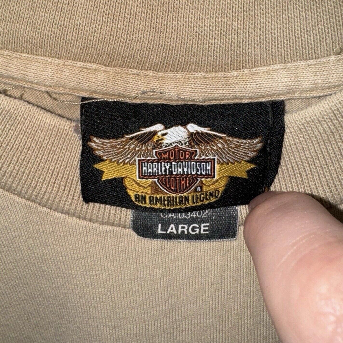 Harley Davidson Vintage Harley Davidson Tan Chrome Eagle Shirt Sz L RARE Size US L / EU 52-54 / 3 - 7 Thumbnail