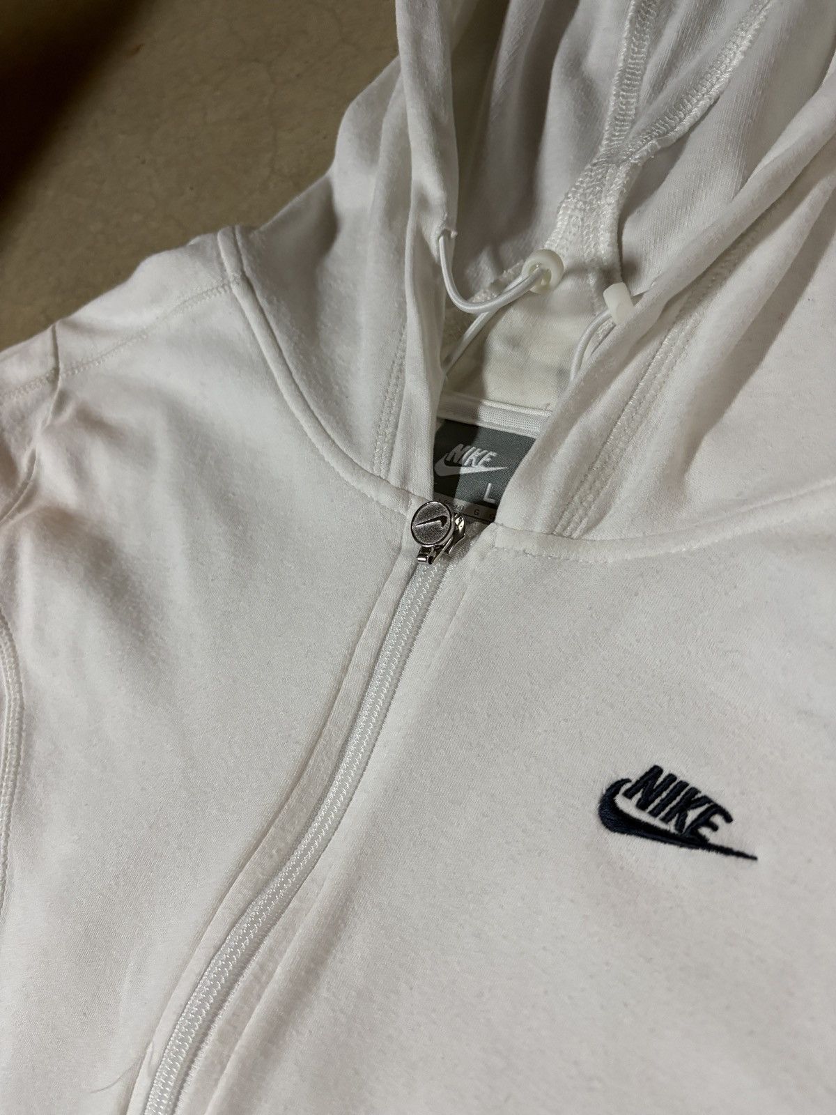 Nike Womens Vintage 00’s Nike Y2K Full Zip Up Hoodie White Large Size L / US 10 / IT 46 - 2 Thumbnail
