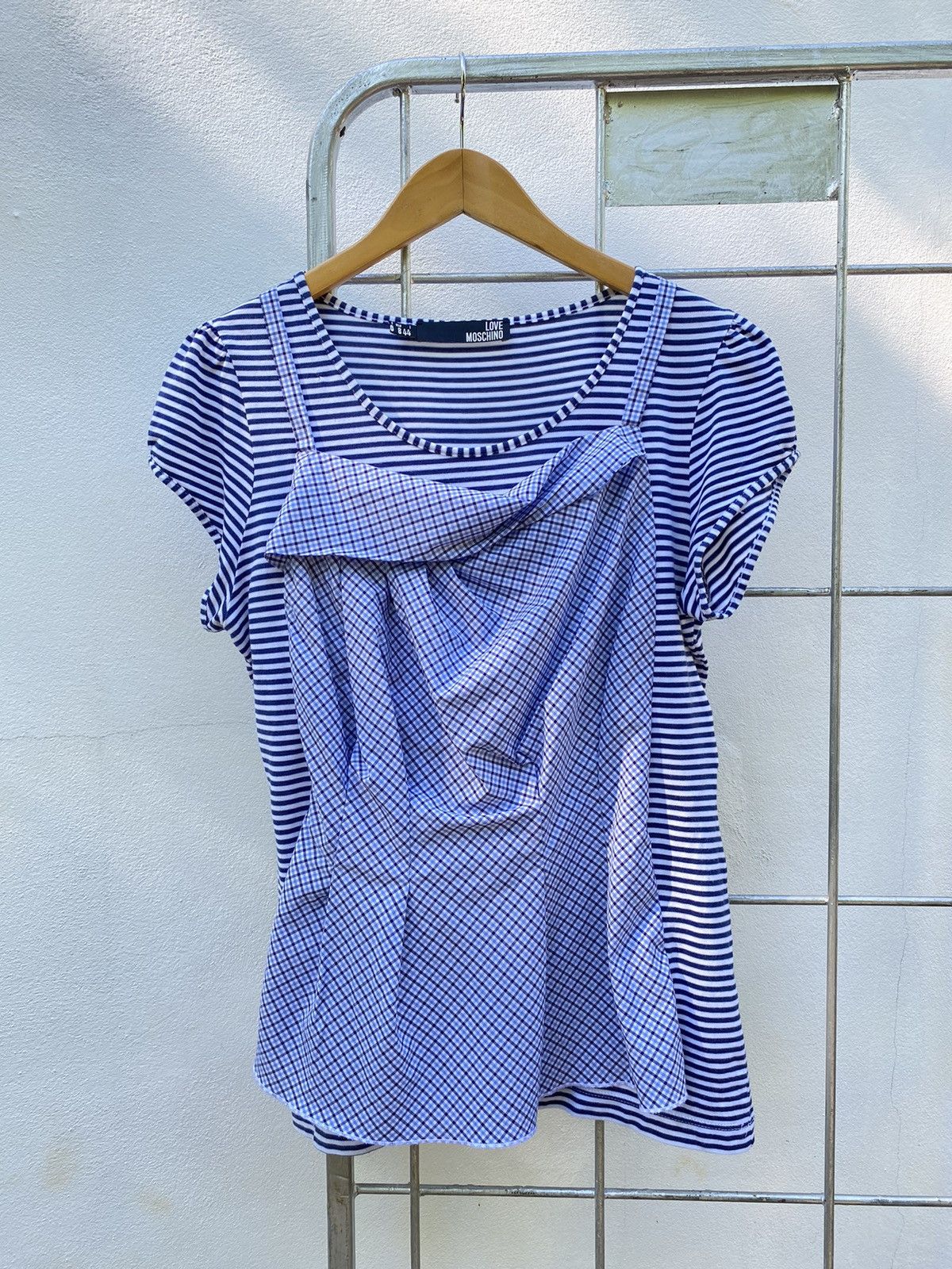 Love Moschino deconstruction layer bule blouse on tee