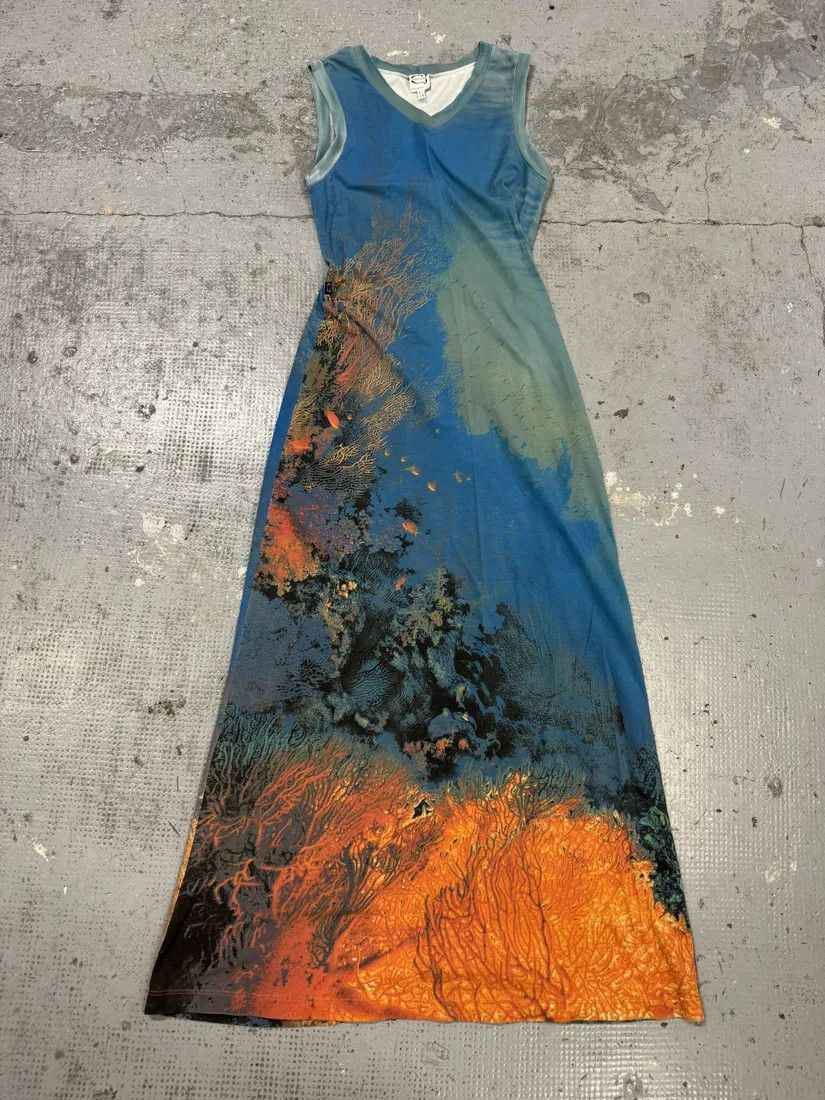 Designer × Roberto Cavalli × Vintage SS1998 Cavalli Blue Coral Ocean Dress Size M / US 6-8 / IT 42-44 - 1 Thumbnail