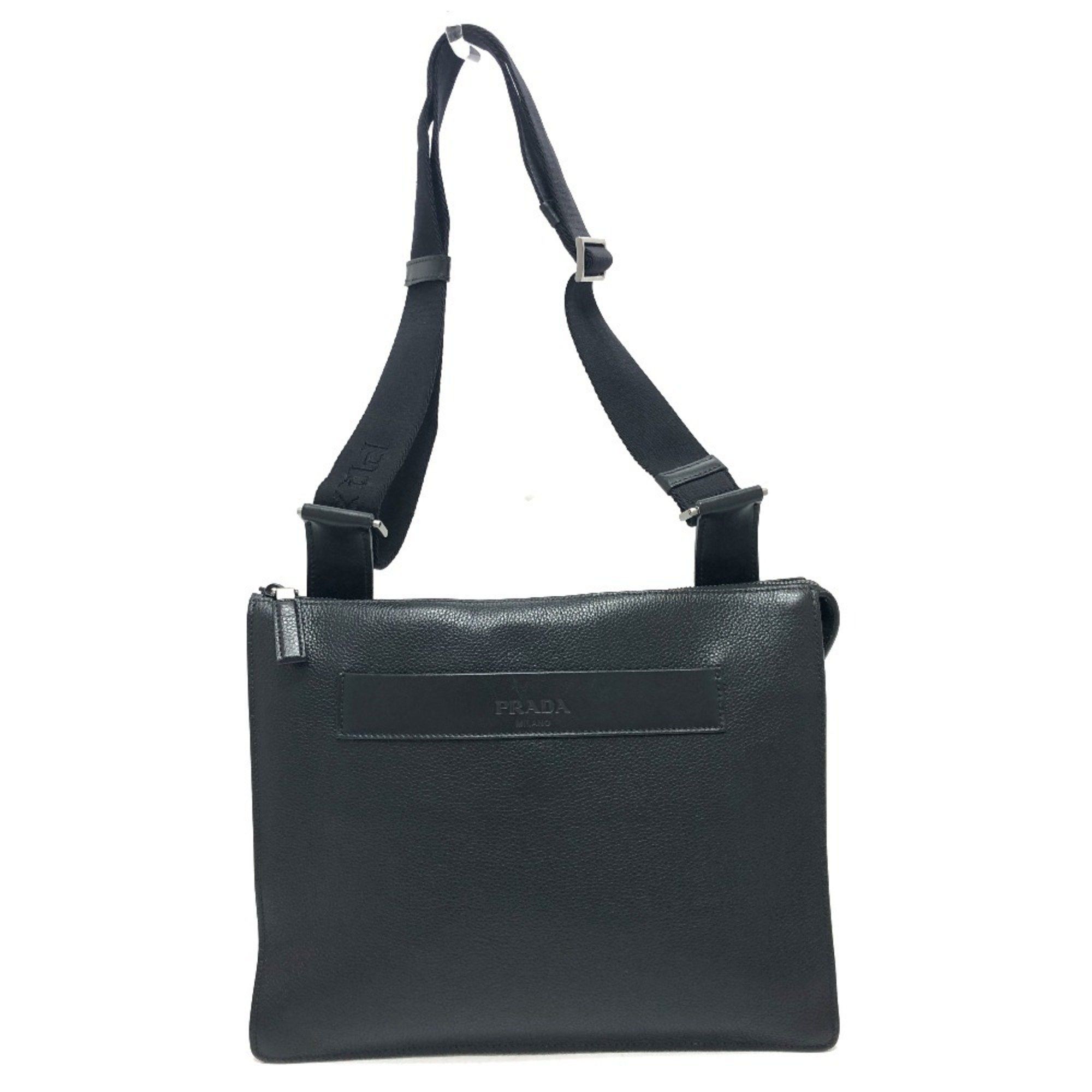 Prada Prada 2VH013 Triangle Plate Bag Shoulder Leather Men's Black Size ONE SIZE - 1 Thumbnail