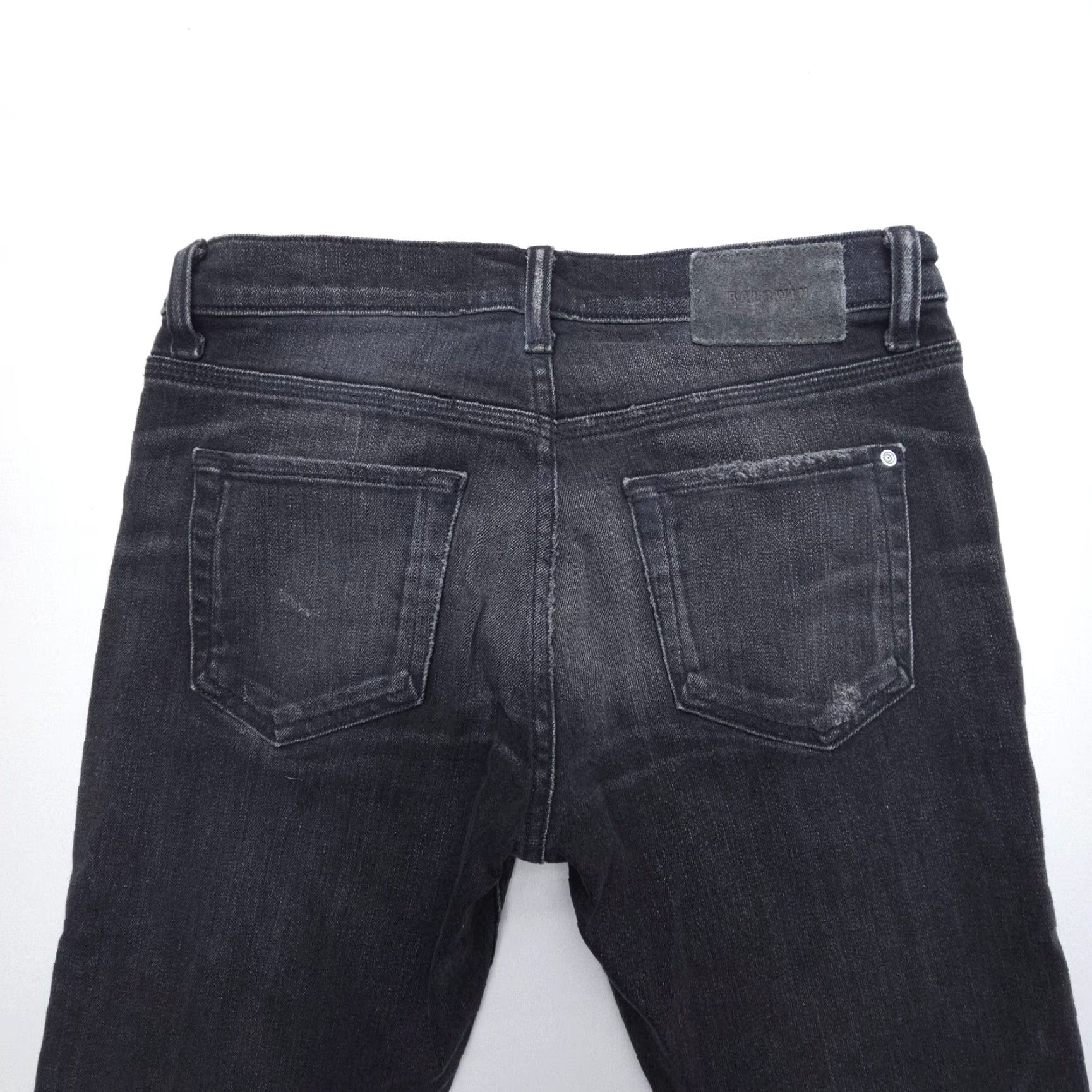 Vintage Baldwin Slim Jeans 29x30 Black Distressed USA Made Men's Size US 29 - 3 Thumbnail