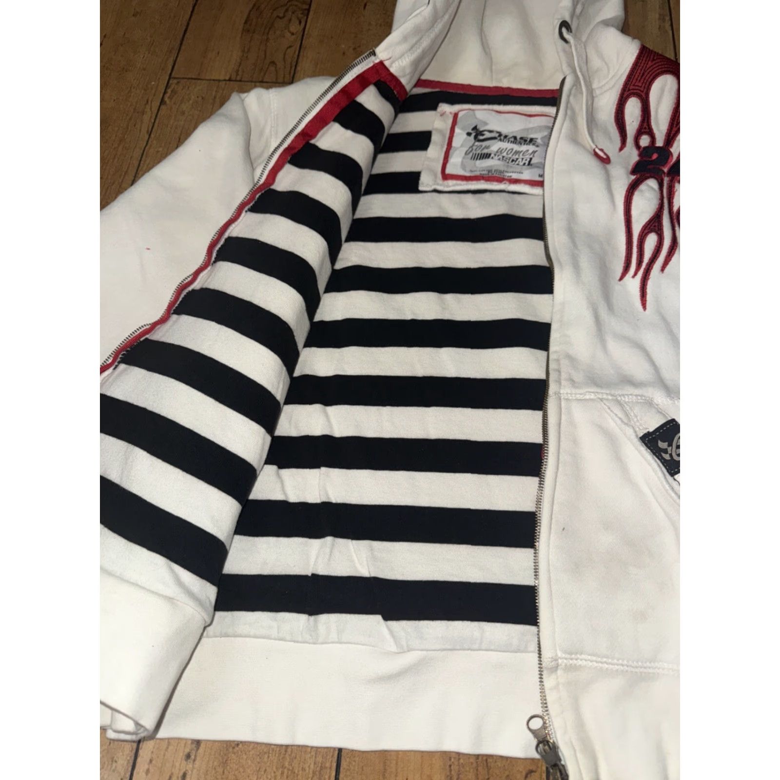 Chase Authentics VINTAGE Chase Authentic Jeff Gordon Full Zip Sweater Women M White Broken Zip Size M / US 6-8 / IT 42-44 - 6 Thumbnail