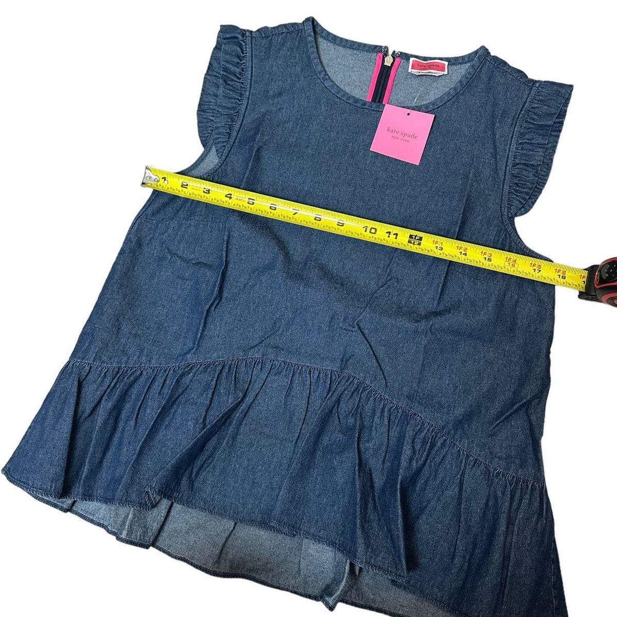 Kate Spade Kate Spade Chambray Flounce Top size 8 Casual Indigo Size M / US 6-8 / IT 42-44 - 7 Thumbnail