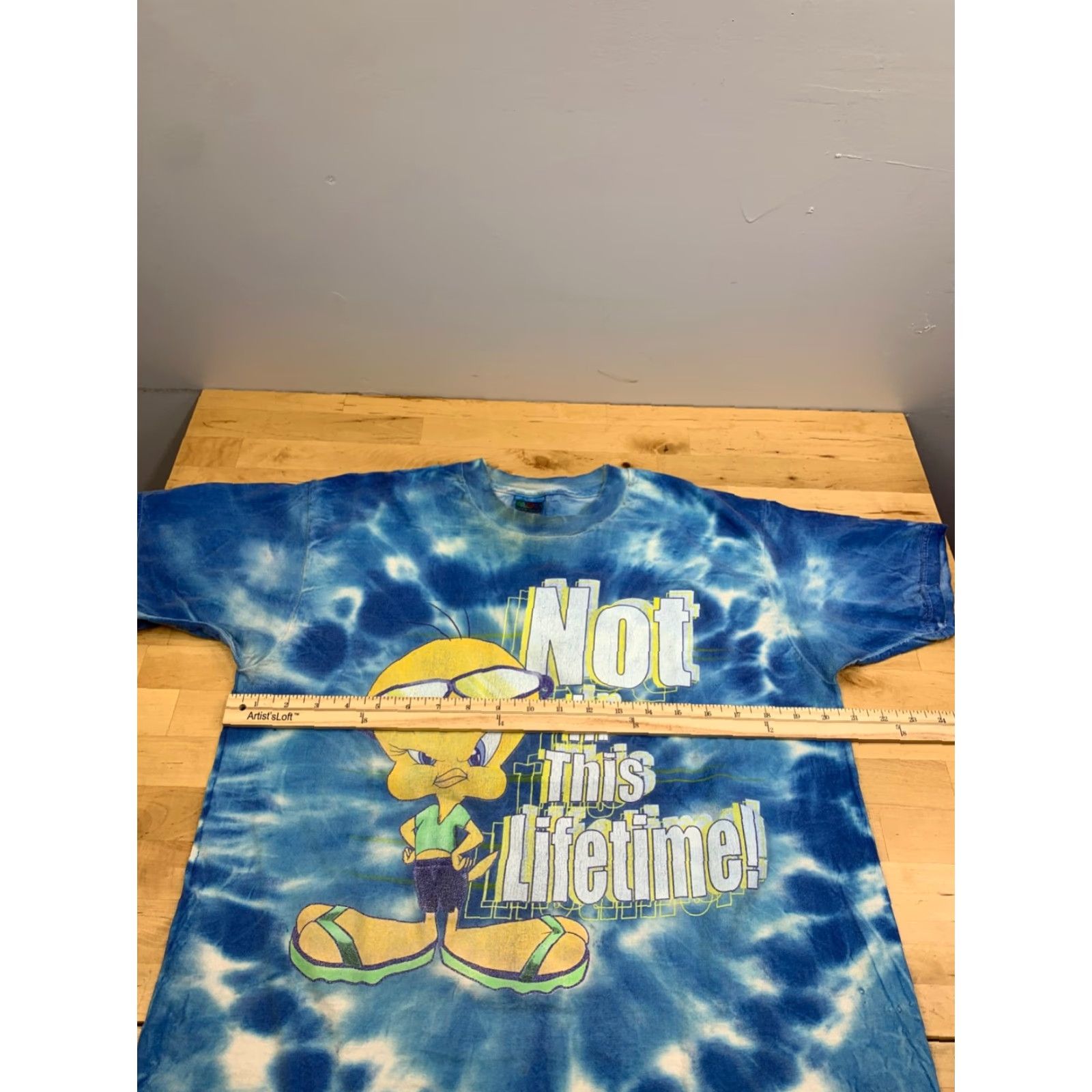 Fruit Of The Loom VINTAGE Tweety Bird Shirt Mens L Blue Tie Dye Not in this Lifetime Y2K 12353 Size US L / EU 52-54 / 3 - 6 Thumbnail