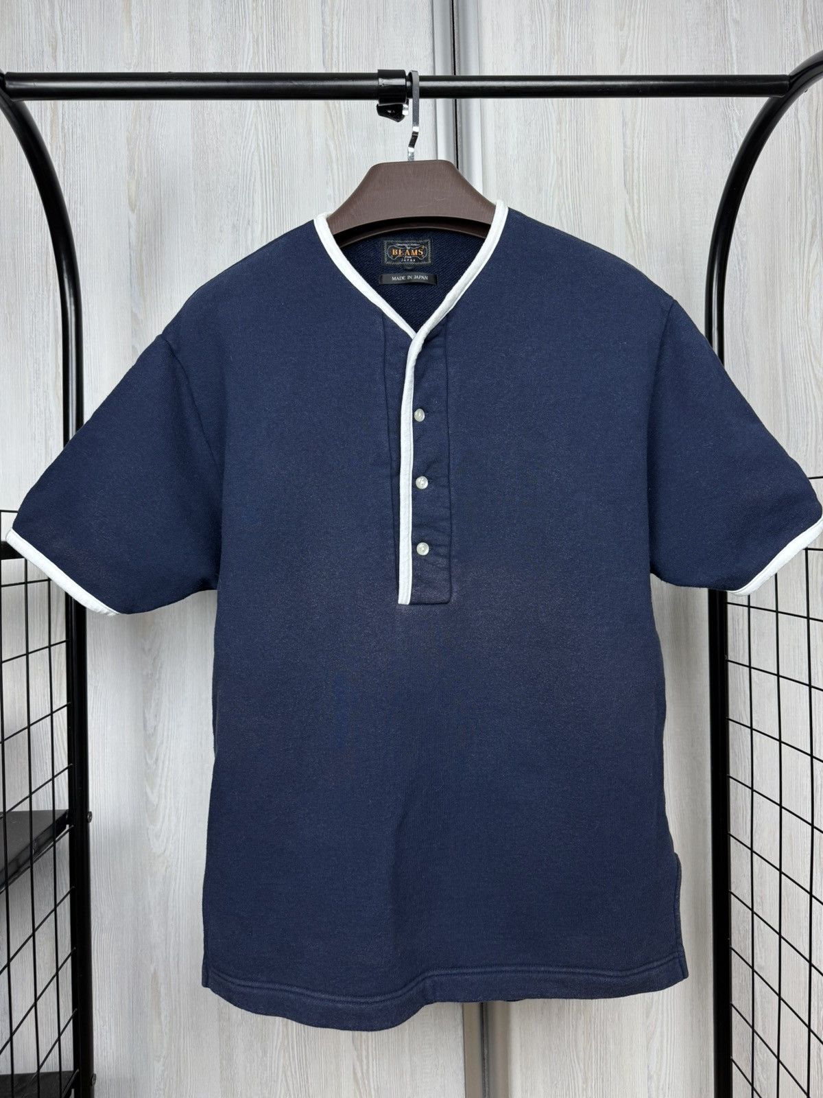 Beams Japan Beams made in Japan blue terry Henley faded tee shirt Size US M / EU 48-50 / 2 - 3 Thumbnail
