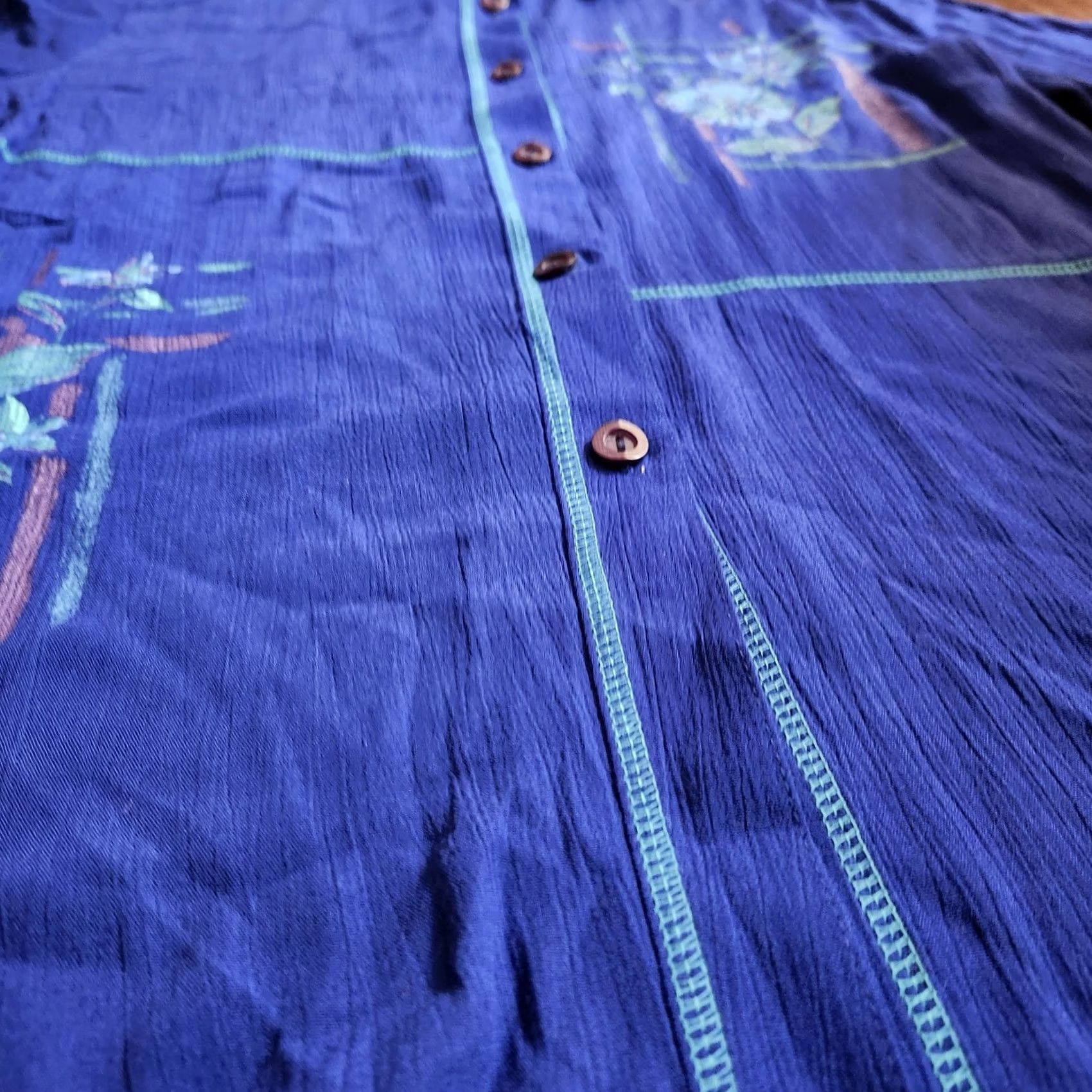 Vintage Dena Lauren Women's Blue Floral Button-Up Shirt - L - NWT Size L / US 10 / IT 46 - 7 Thumbnail
