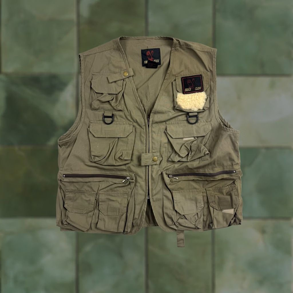 Vintage Eagle Claw Vest Mens S/M Green Canvas Full Zip Pockets Outdoor Fishing Utility Vest Size US S / EU 44-46 / 1 - 1 Thumbnail