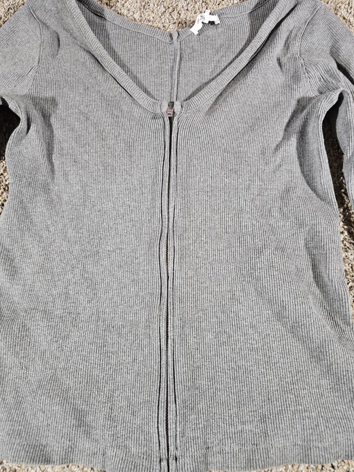 Rag & Bone RAG & BONE FullZip Front Sweater Top Slim Fit Gray Sz L Size L / US 10 / IT 46 - 2 Thumbnail