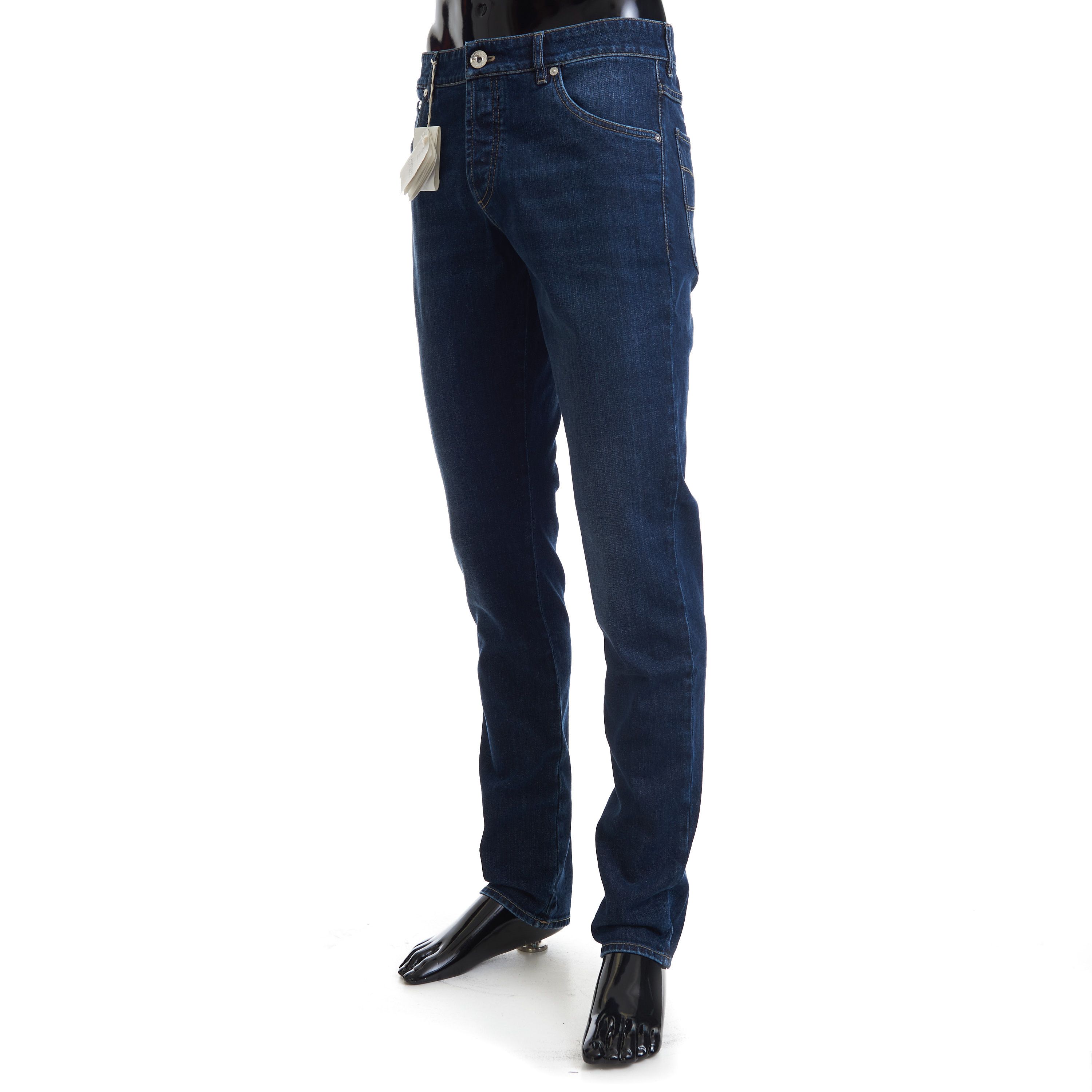 Brunello Cucinelli Slim Fit Five Pocket Jeans Trousers In Dark Blue Denim Size US 40 / EU 56 - 2 Thumbnail