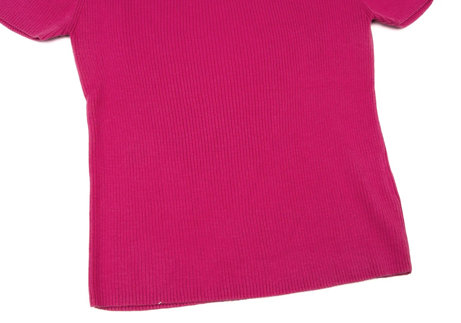 Jean Paul Gaultier Cotton Mock Neck Short Sleeve Rib Knit Sweater Pink 48 Size US M / EU 48-50 / 2 - 6 Thumbnail