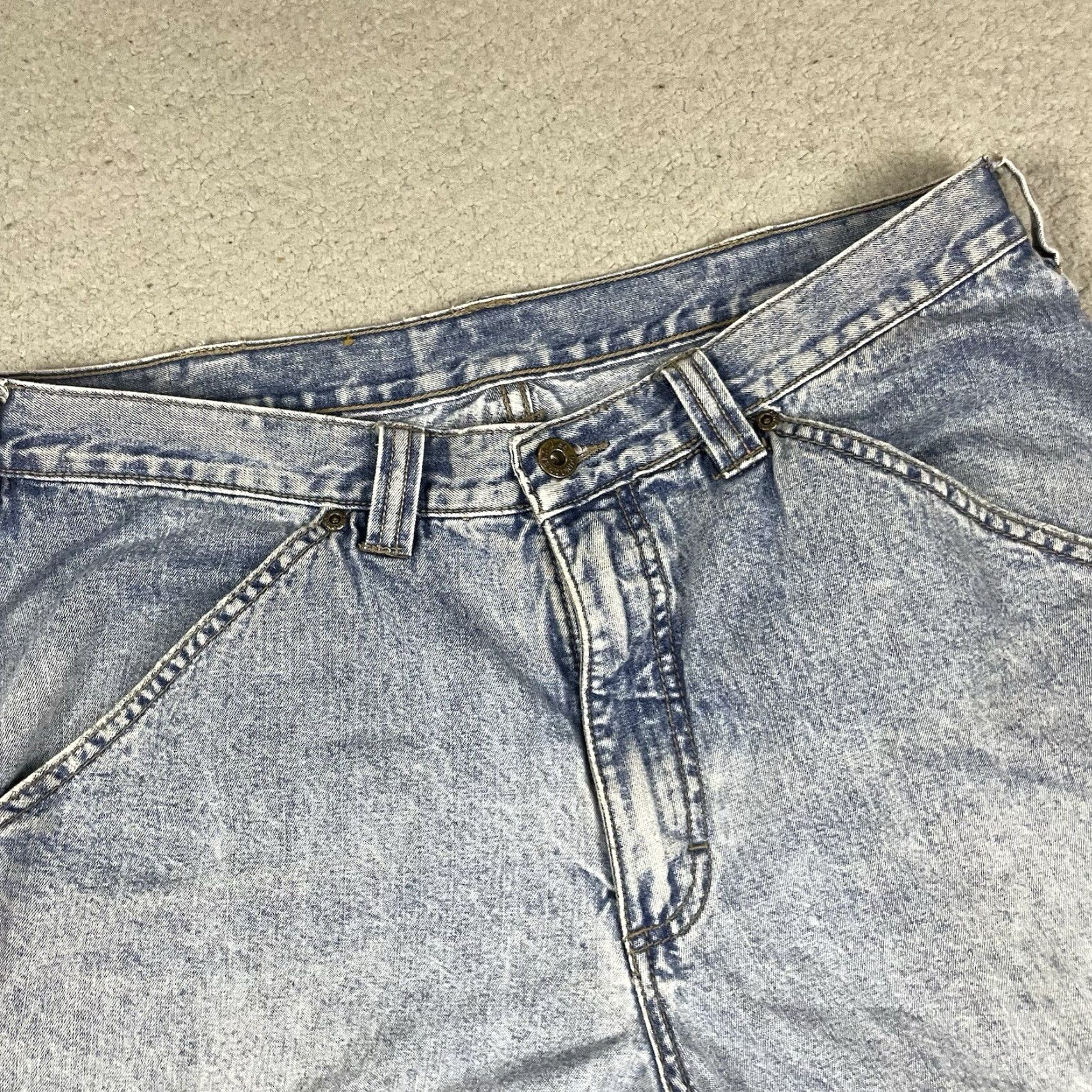 Lee VINTAGE Lee Dungarees Shorts Denimi Cargo Distressed 36 Blue USA Men 5-Pocket Regular Cropped? Size US 36 / EU 52 - 2 Thumbnail