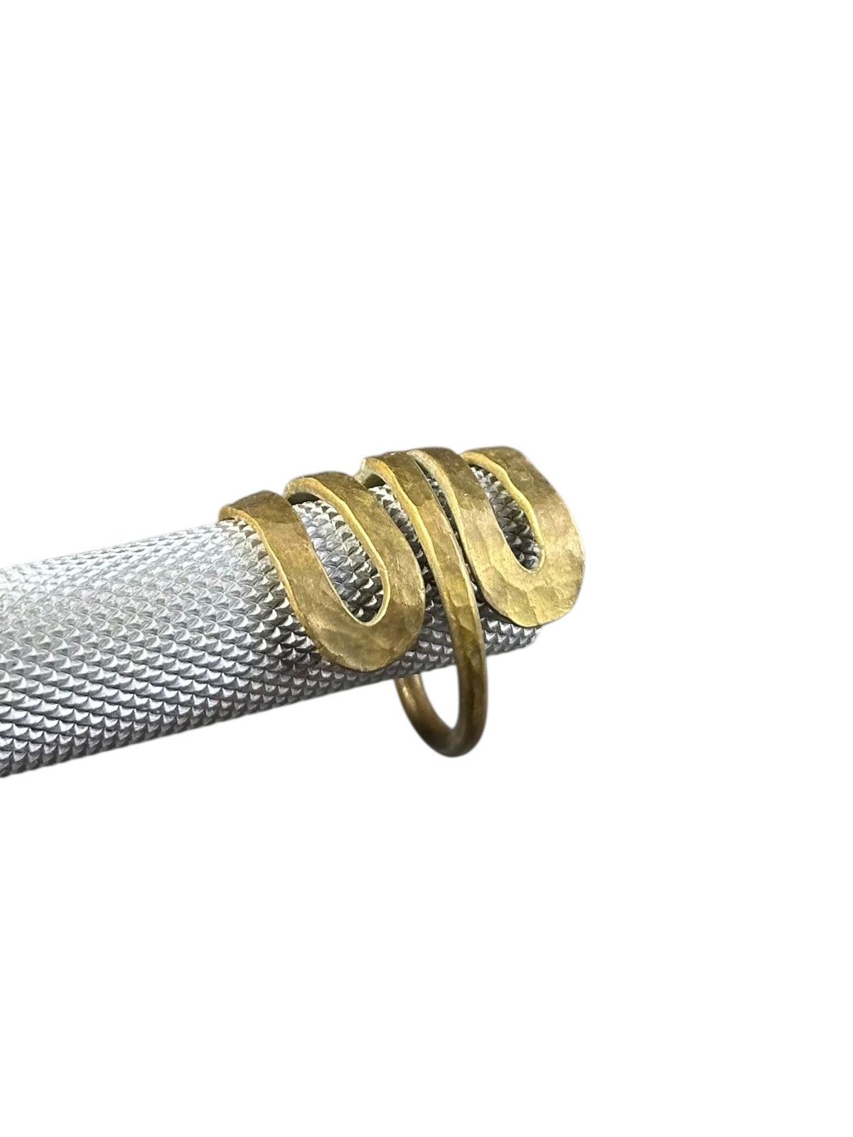 Japanese Brand 1980s JAPANESE HANDCRAFTED WABI-SABI SERPENT BRASS RING Size ONE SIZE - 4 Thumbnail