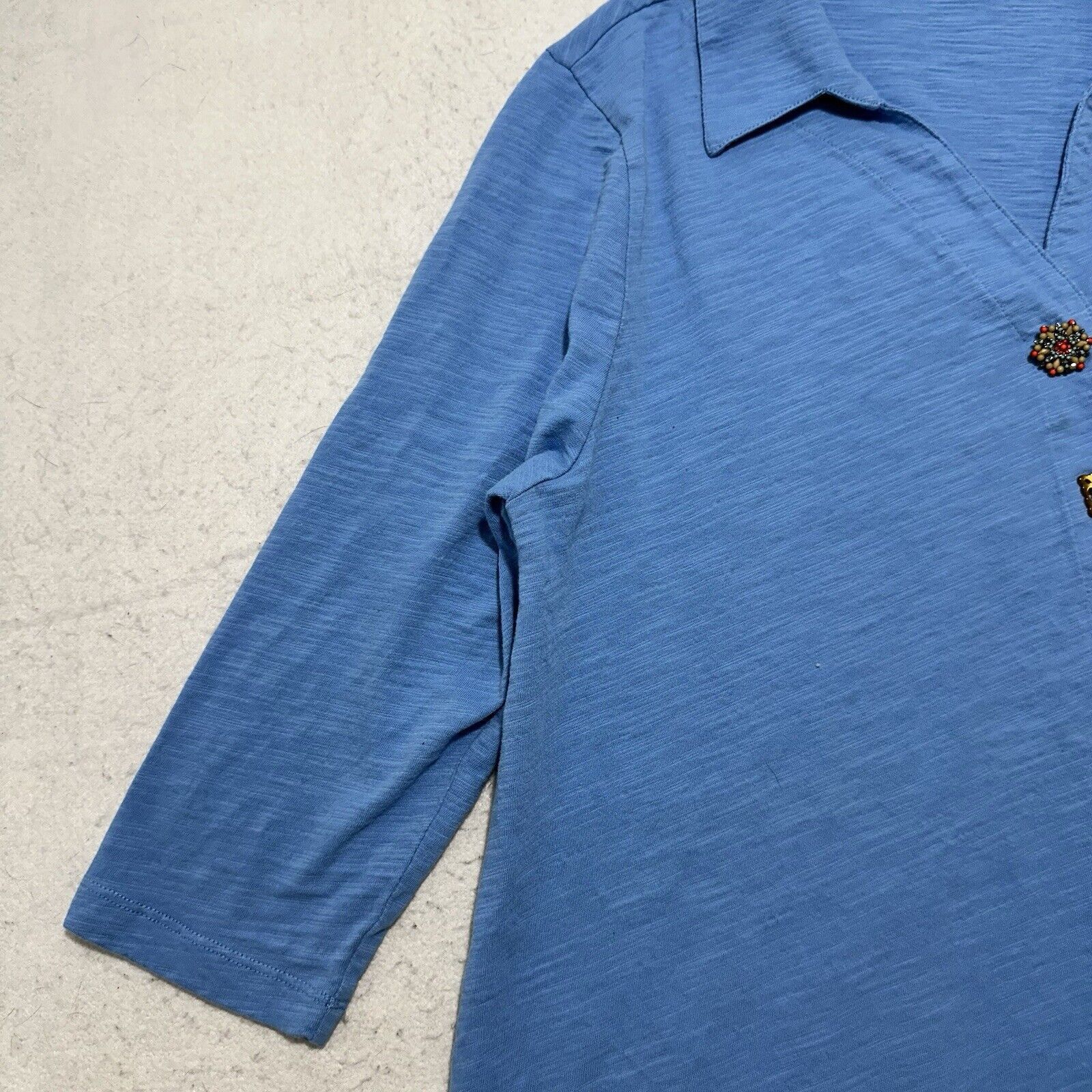 Other Soft Surroundings XL Blue Danielle Button Front Tunic Blouse Size XL / US 12-14 / IT 48-50 - 7 Thumbnail
