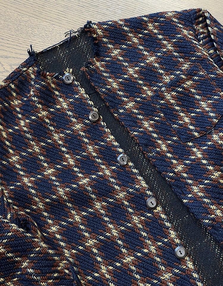 Japanese Brand × Vintage Avant garde fashion distressed plaid mixed raw jacket Size US M / EU 48-50 / 2 - 9 Thumbnail