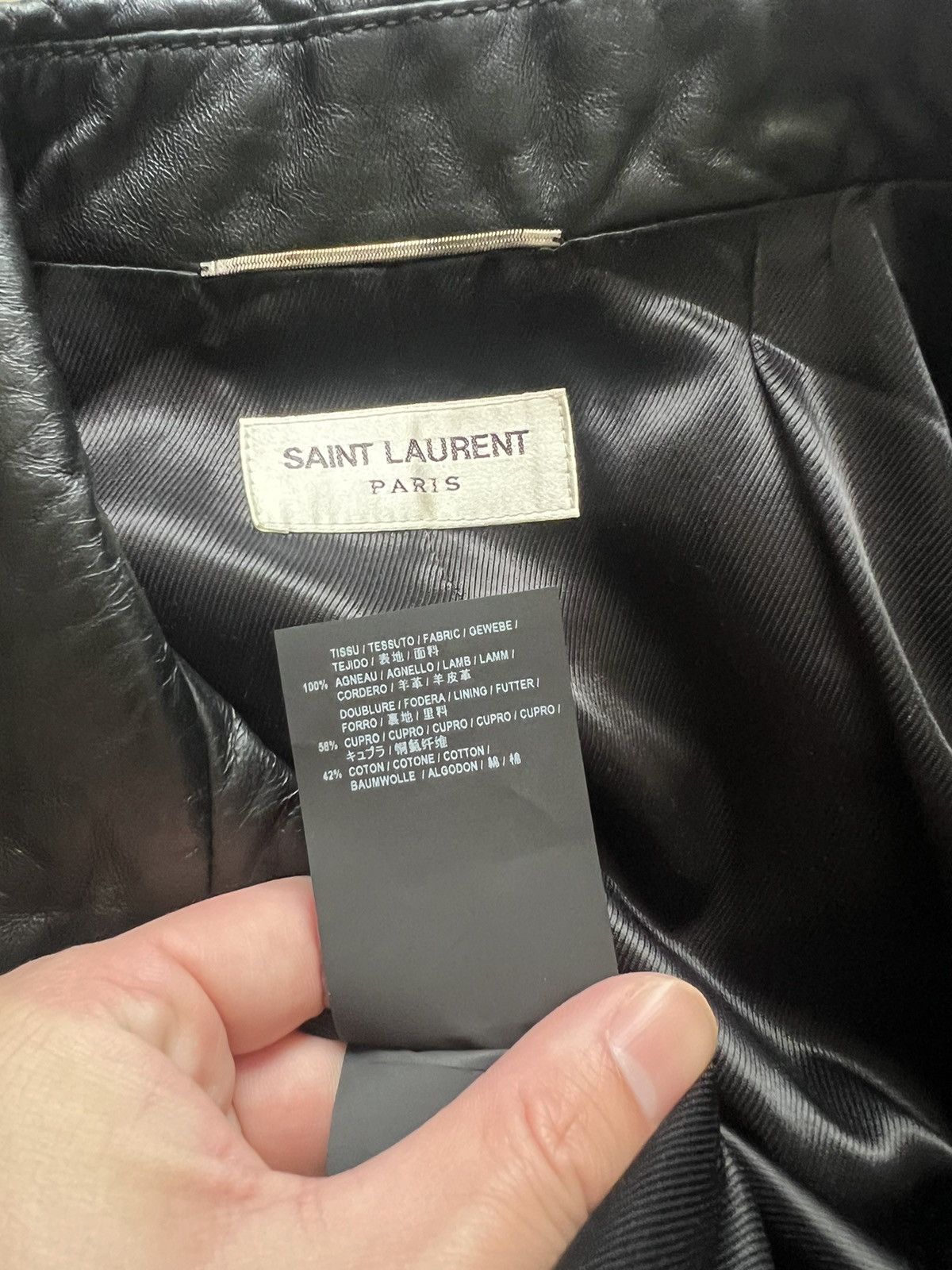 Hedi Slimane × Saint Laurent Paris 15FW L00 Motorcycle Leather Jacket Sz44 (with free pins) Size US S / EU 44-46 / 1 - 9 Thumbnail