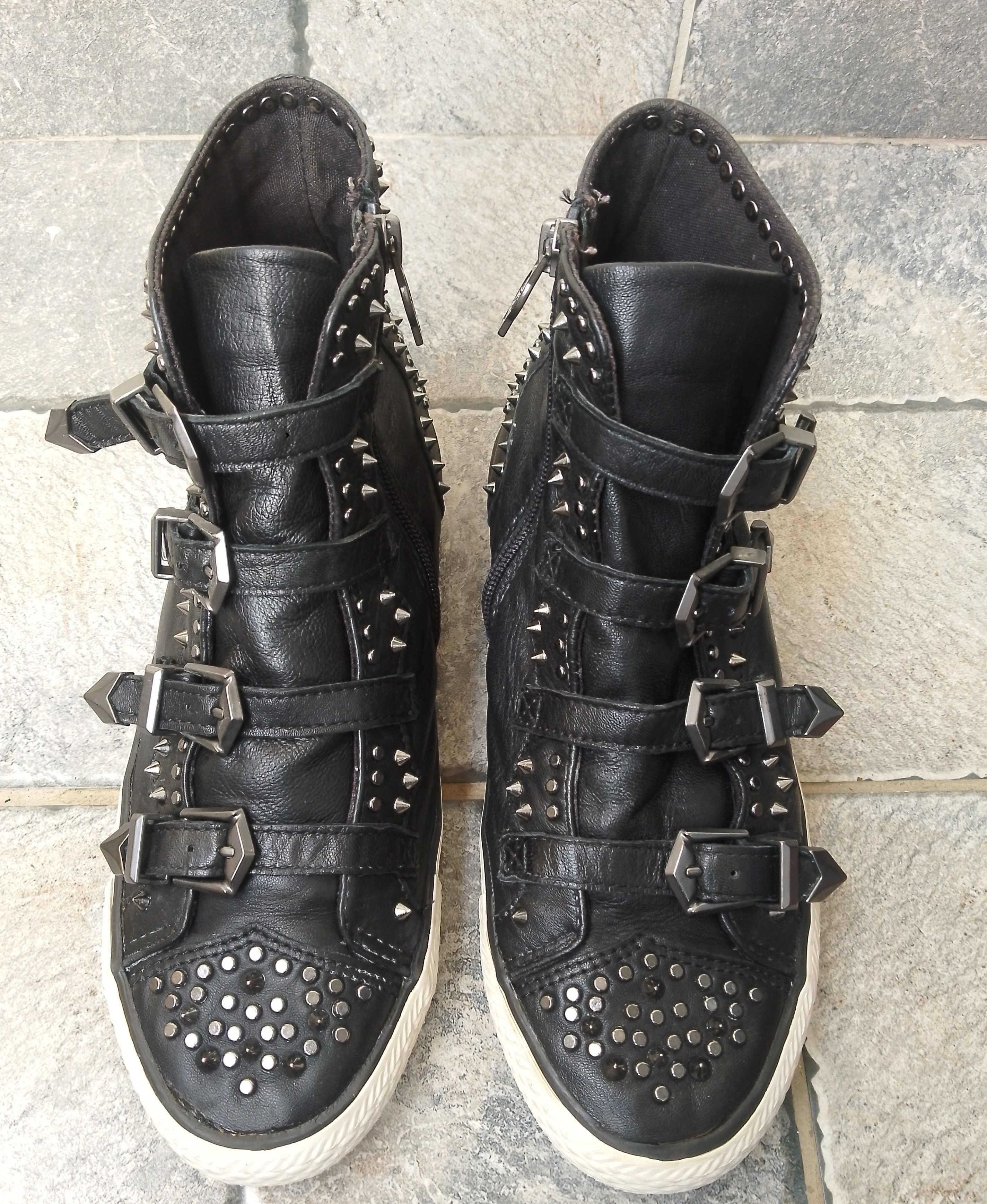 ASH Ash lambskin leather studded sneakers Size US 8 / IT 38 - 3 Thumbnail