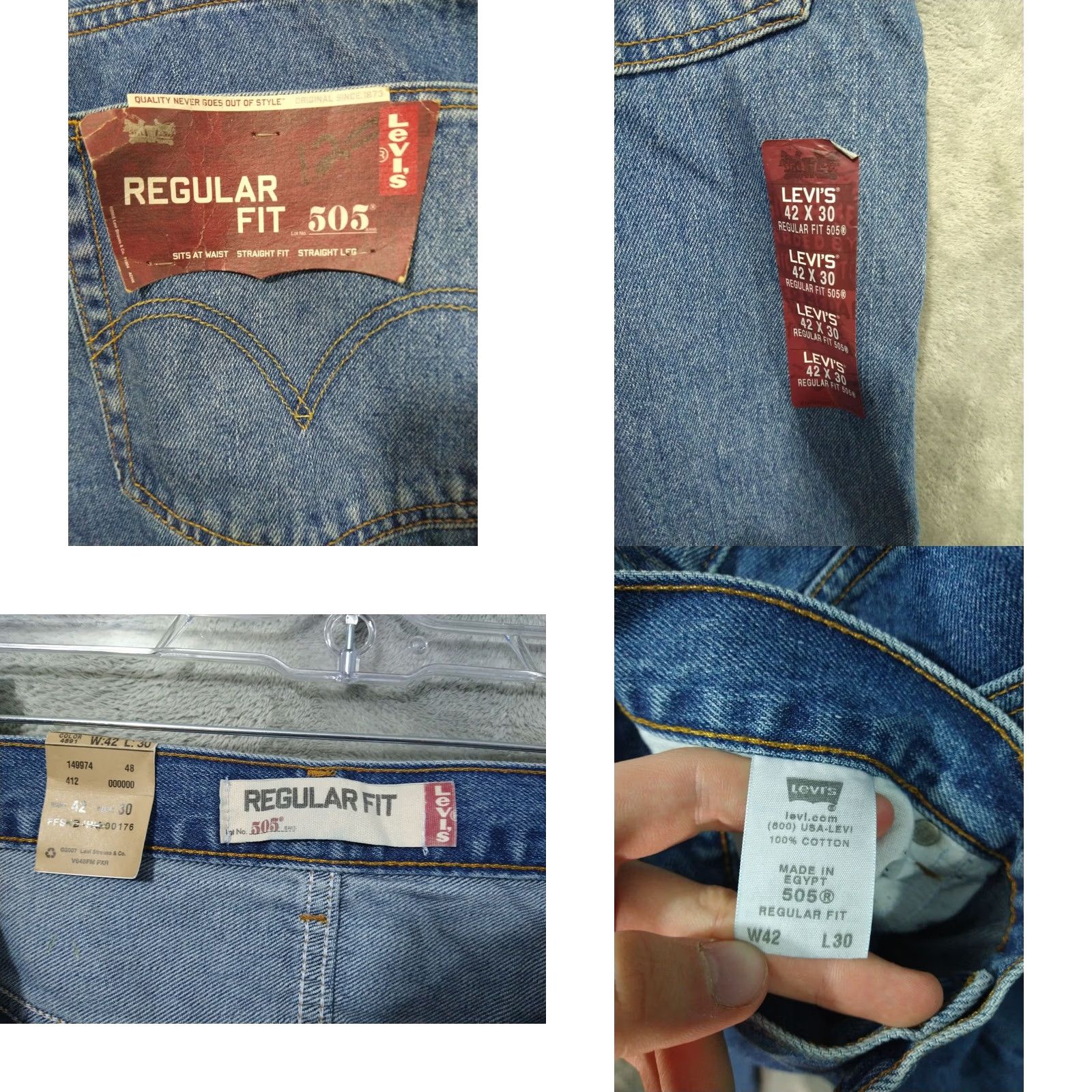Levi's VINTAGE Levi's 505 Jeans Mens 42x30 Blue Denim Straight Leg Regular Fit Y2K Boys Mens Size US 42 / EU 58 - 8 Thumbnail