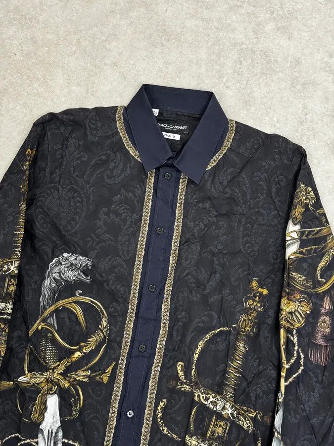 Dolce & Gabbana AW2017 Dolce & Gabbana Navy & Black Baroque Swords Shirt Size US M / EU 48-50 / 2 - 5 Thumbnail