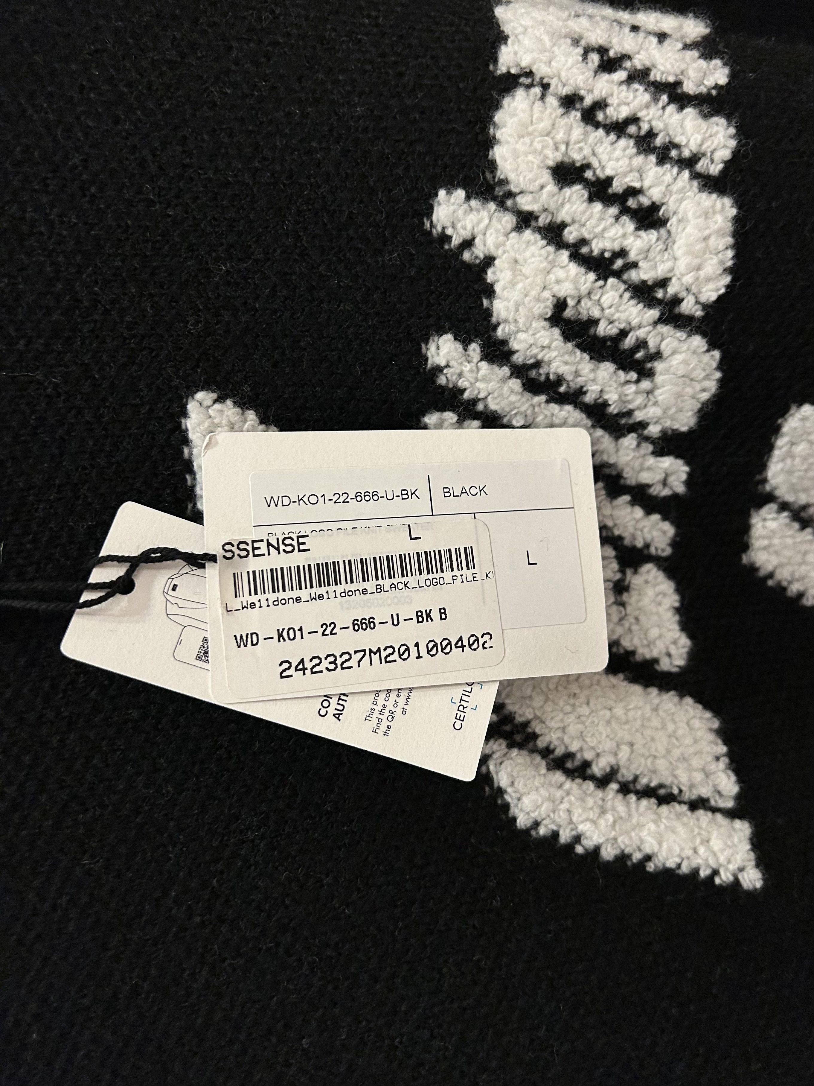 WE11DONE Black Logo Pile Knit Sweater Size US L / EU 52-54 / 3 - 5 Thumbnail