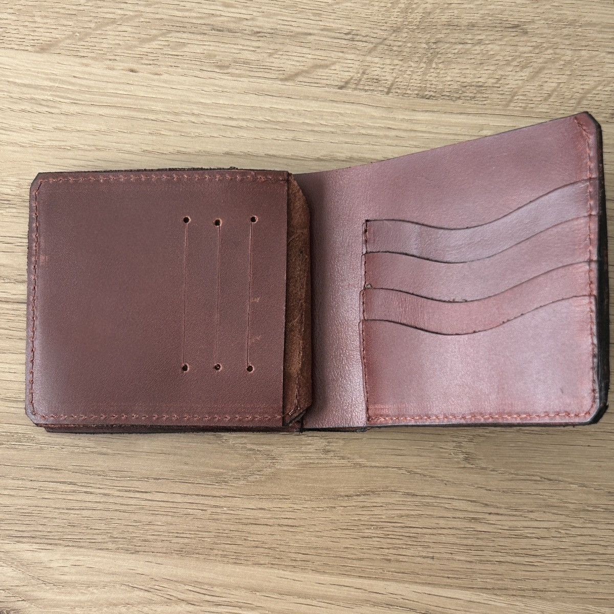 Leather Oxblood Cowhide Leather Bifold Wallet Flip ID Mexico Size ONE SIZE - 4 Thumbnail