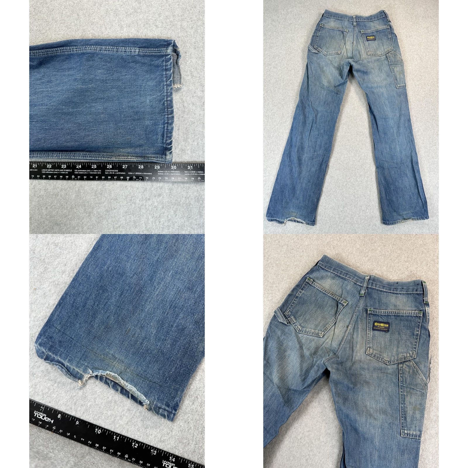 Vintage VINTAGE OshKosh B'gosh Jeans Mens 34 Blue Relaxed Straight Carpenter Workwear Pockets 34in Inseam Canvas Distressed Size 24" / US 00 / IT 34 - 8 Thumbnail