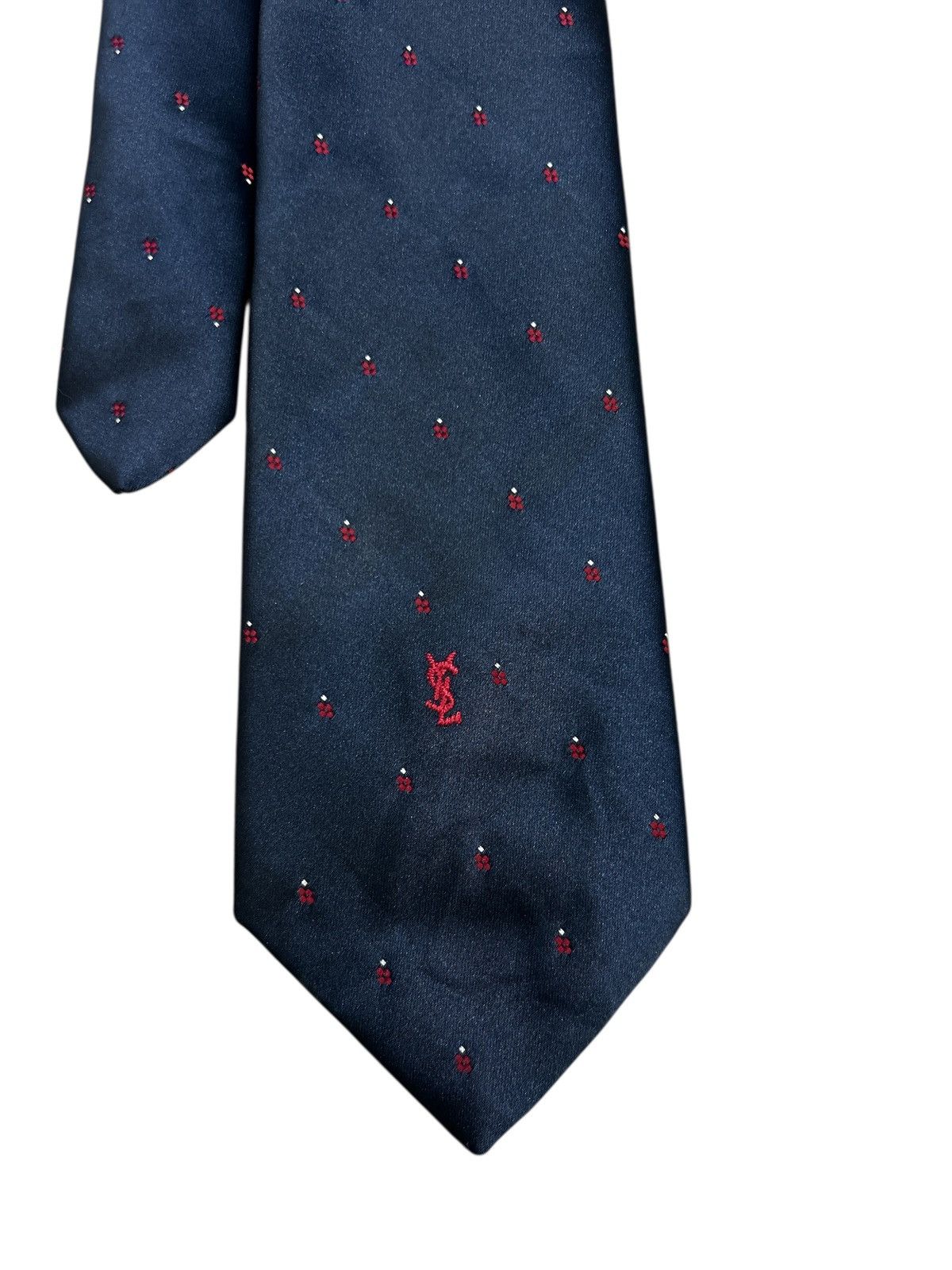 Yves Saint Laurent Yves Saint Laurent Navy Micro-Pattern Necktie Size ONE SIZE - 3 Thumbnail